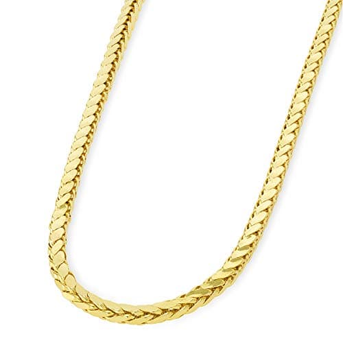 14k Yellow Gold or White Gold 3mm Square Braided Wheat Chain Necklace