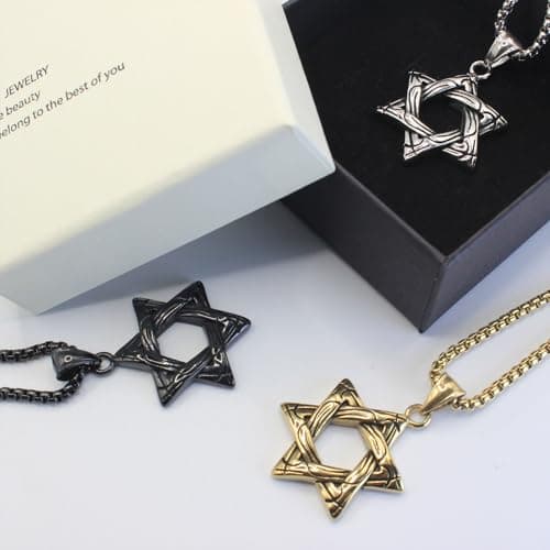 Men's Stainless Steel Star of David Pendant Necklace