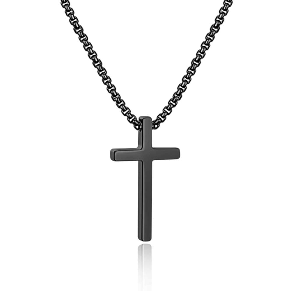 Stainless Steel Cross Pendant Necklaces for Men 16-30 Inches Gold Silver Black