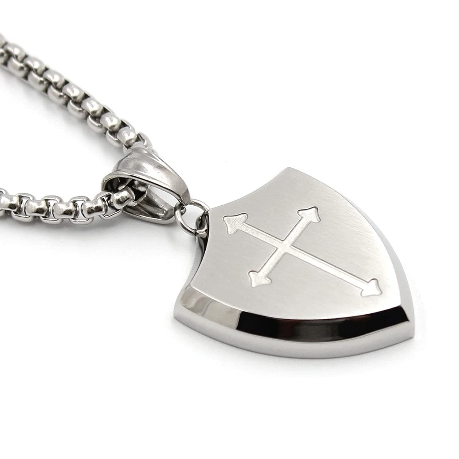 Stainless Steel Men Shield Armor of God Necklace