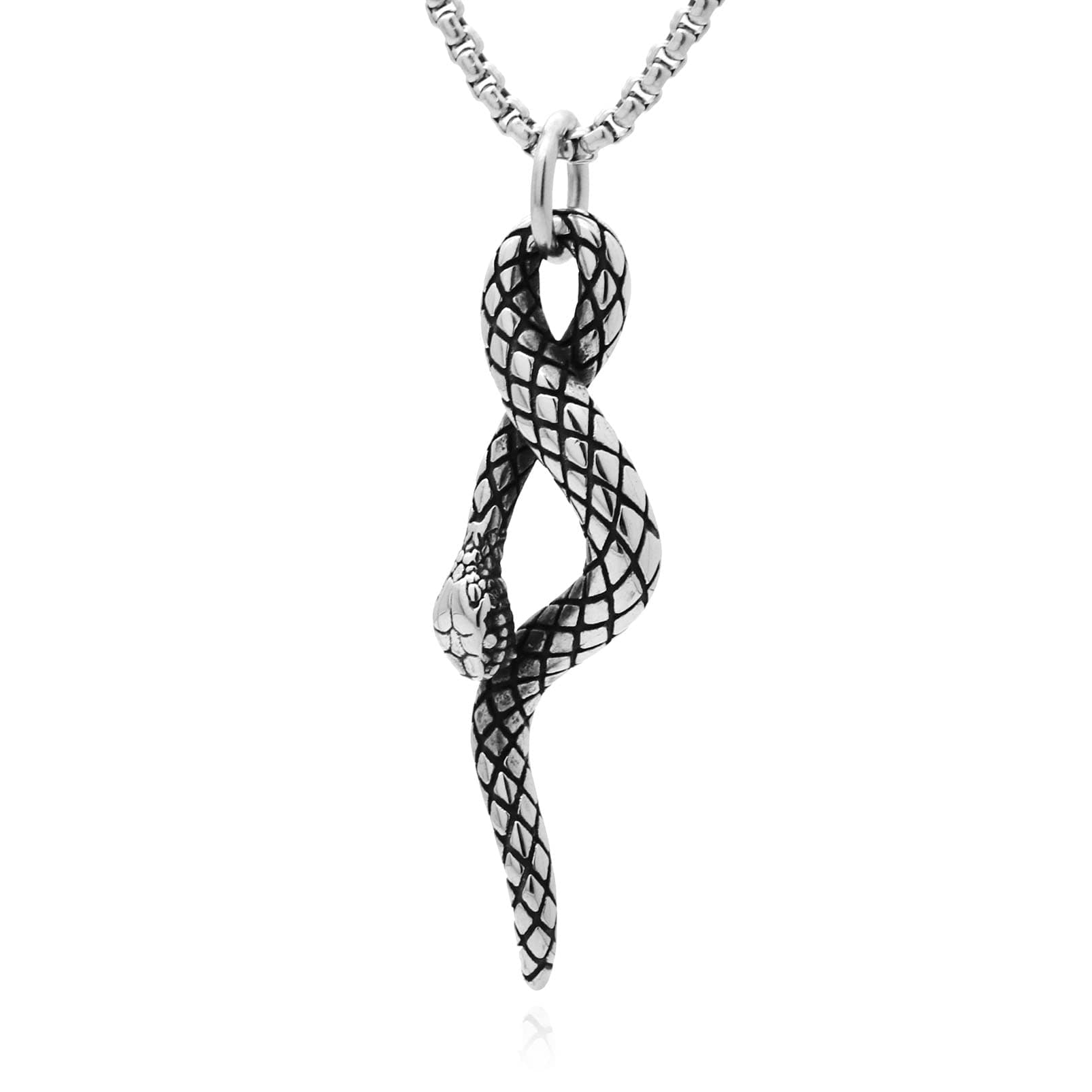 Xusamss Punk Rock Stainless Steel Animal Snake Pendant Necklace