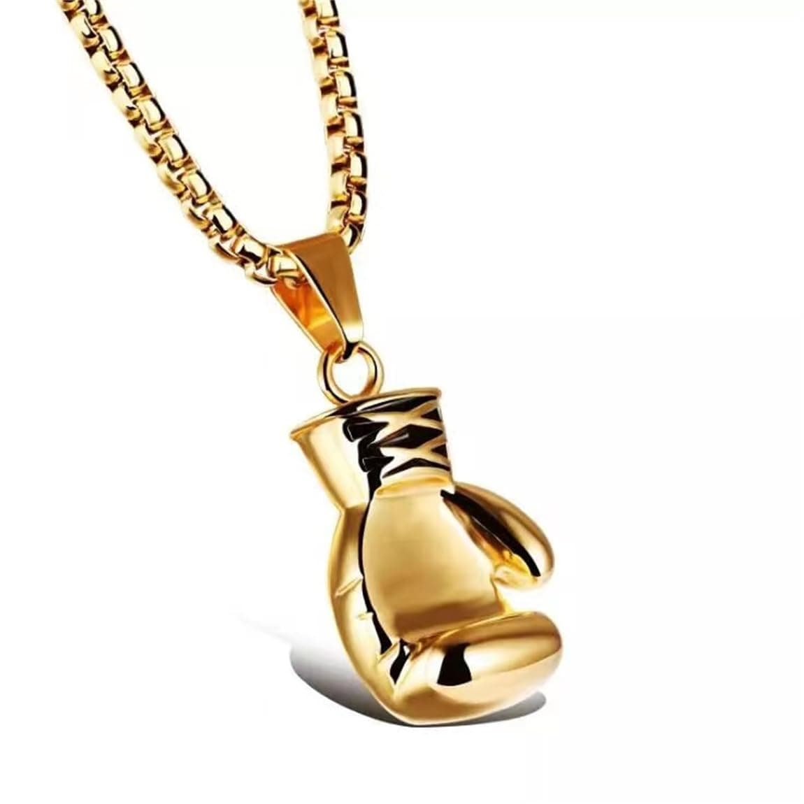 LXSSLY Punk Chain Boxing Gloves Charm Pendant, Stainless Steel Necklace