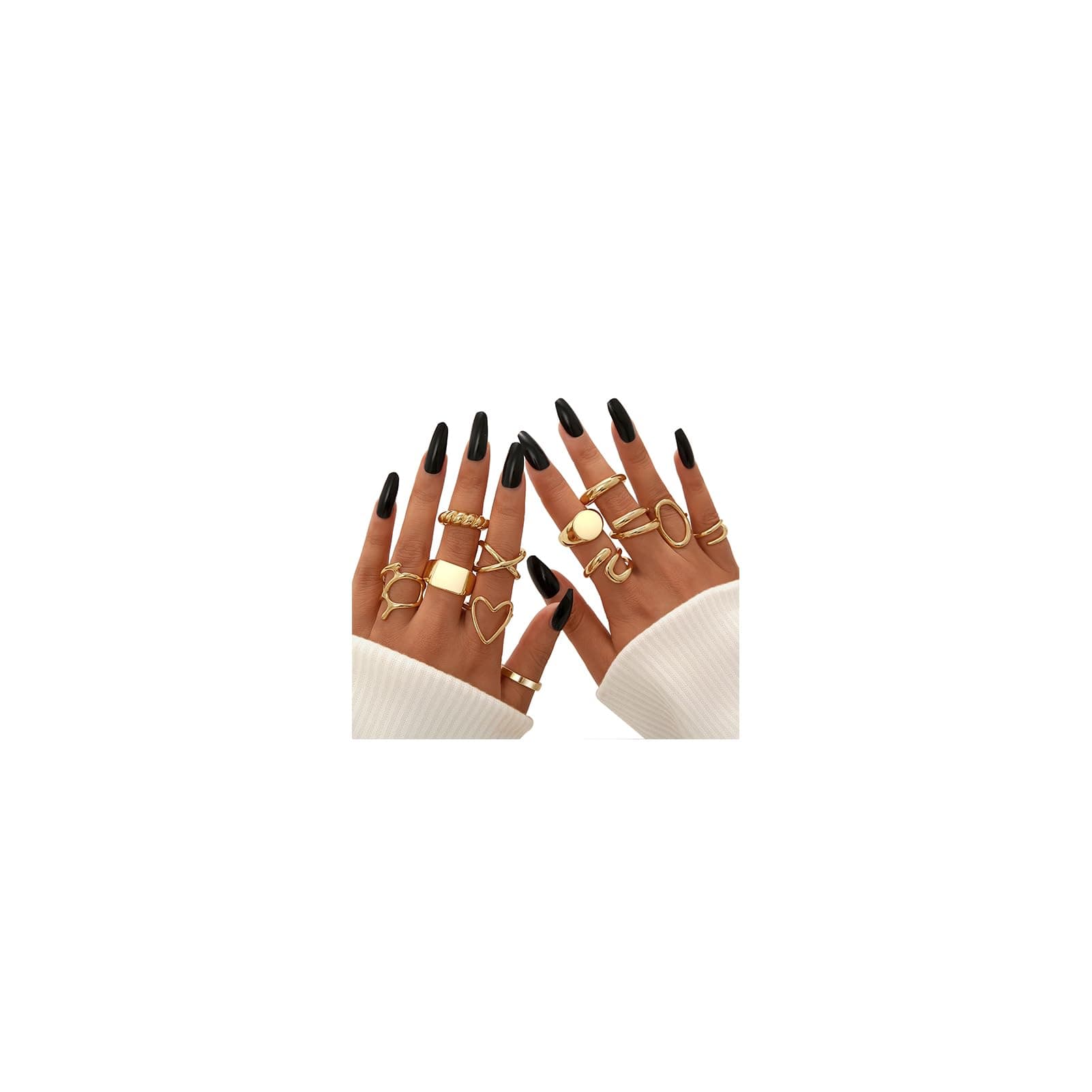 FAXHION 18K Gold Plated Stackable Knuckle Rings Set for Women