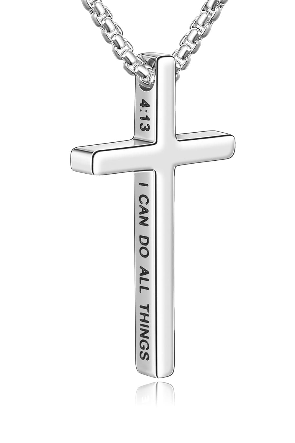 Men's Inspirational Bible Verse Stainless Steel Cross Necklace