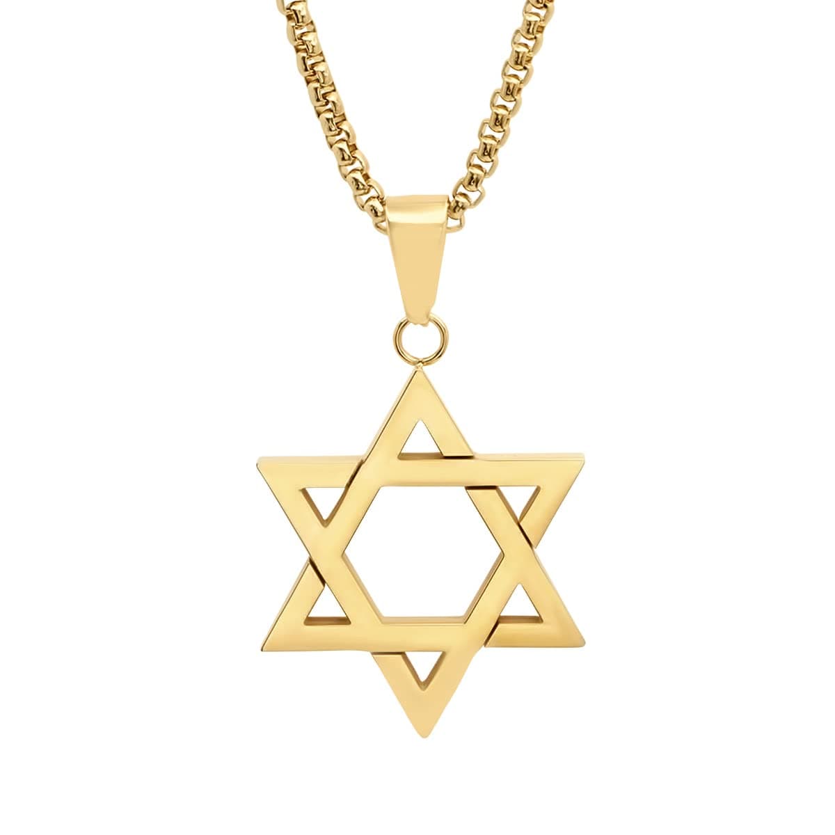 STEELTIME NYC Men's Stainless Steel Star of David Pendant Necklace - Jewish Men's Accessory