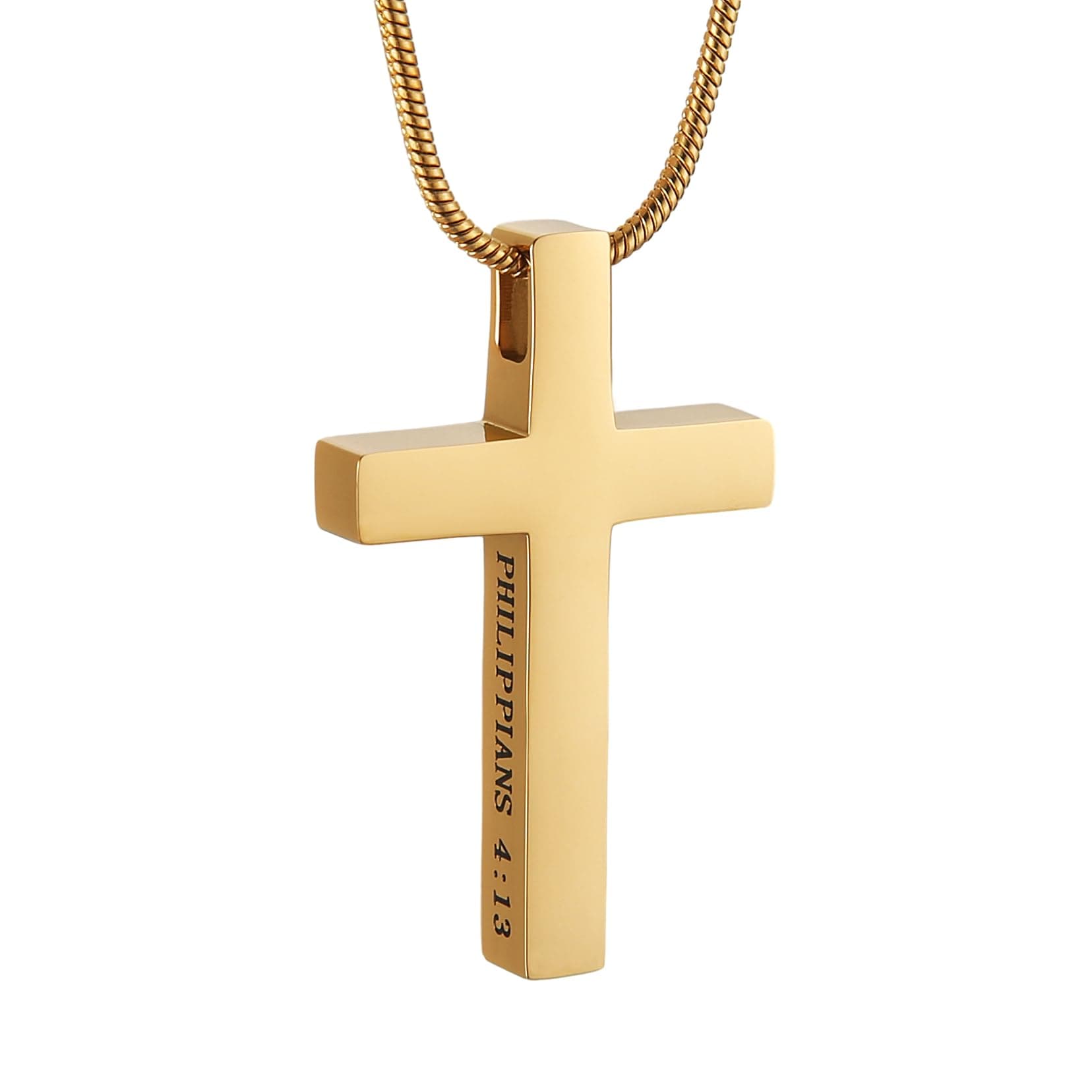 HZMAN Philippians 4:13 Strength Cross Pendant Necklace