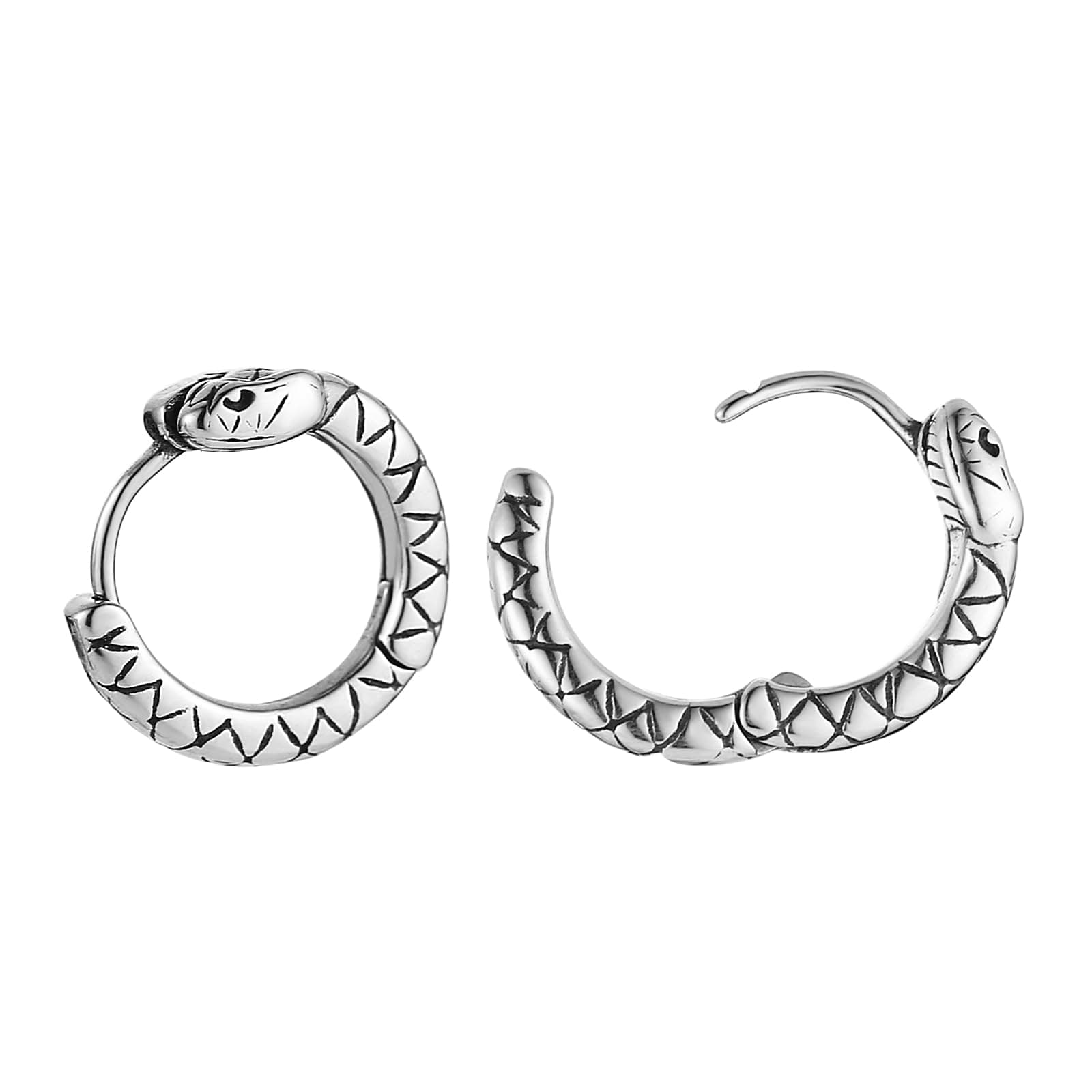 HZMAN Stainless Steel Snake Hoop Earrings for Men & Women