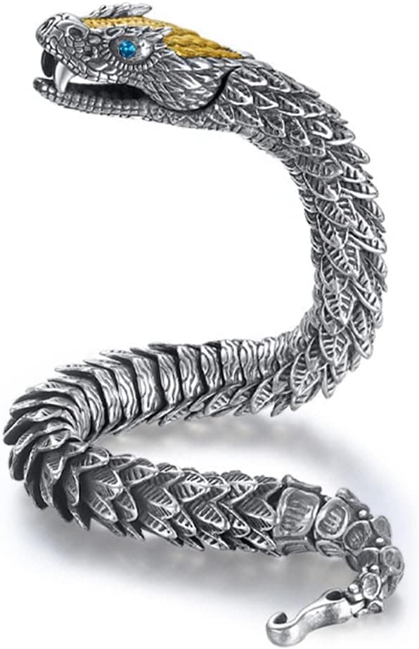 Vintage Zhubobo Men's Punk Dragon Snake Bracelet Hiphop Fashion Jewelry