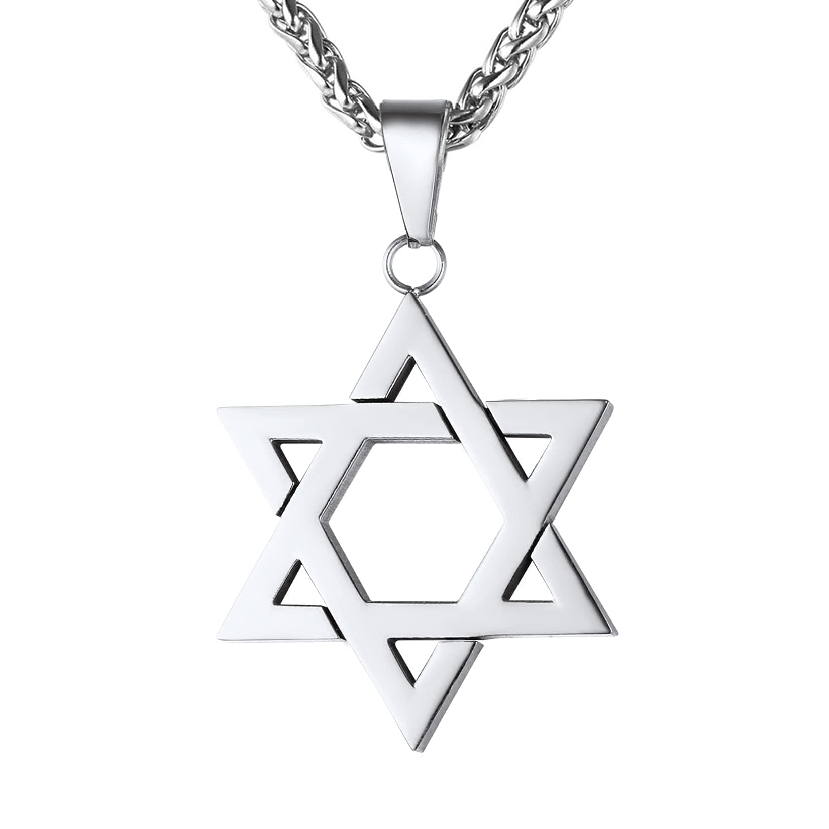 Star of David Necklace for Men and Women - Gold/Stainless Steel Hexagon Pendant