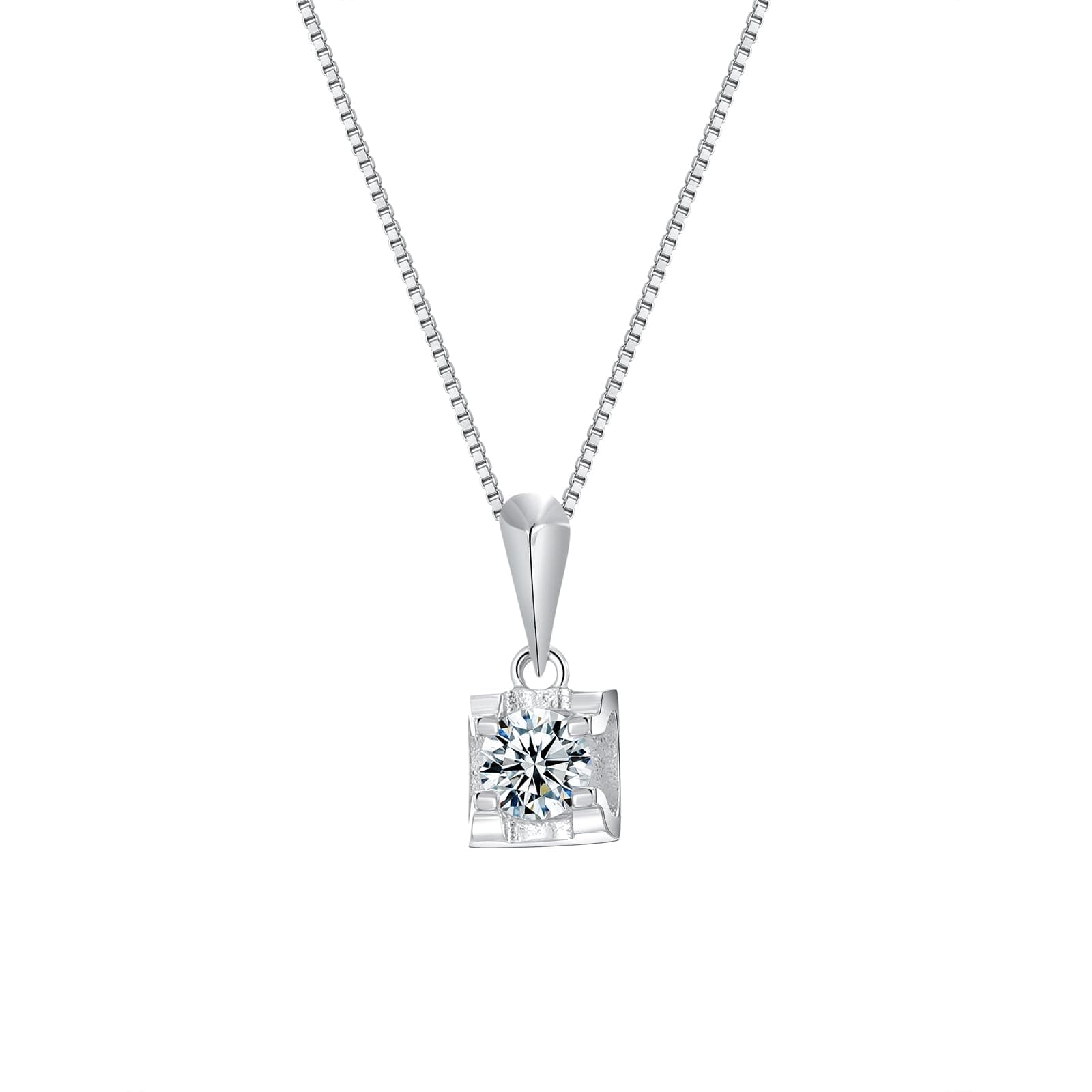ZHIYINMEI 925 Sterling Silver Necklace with Square CZ Pendant