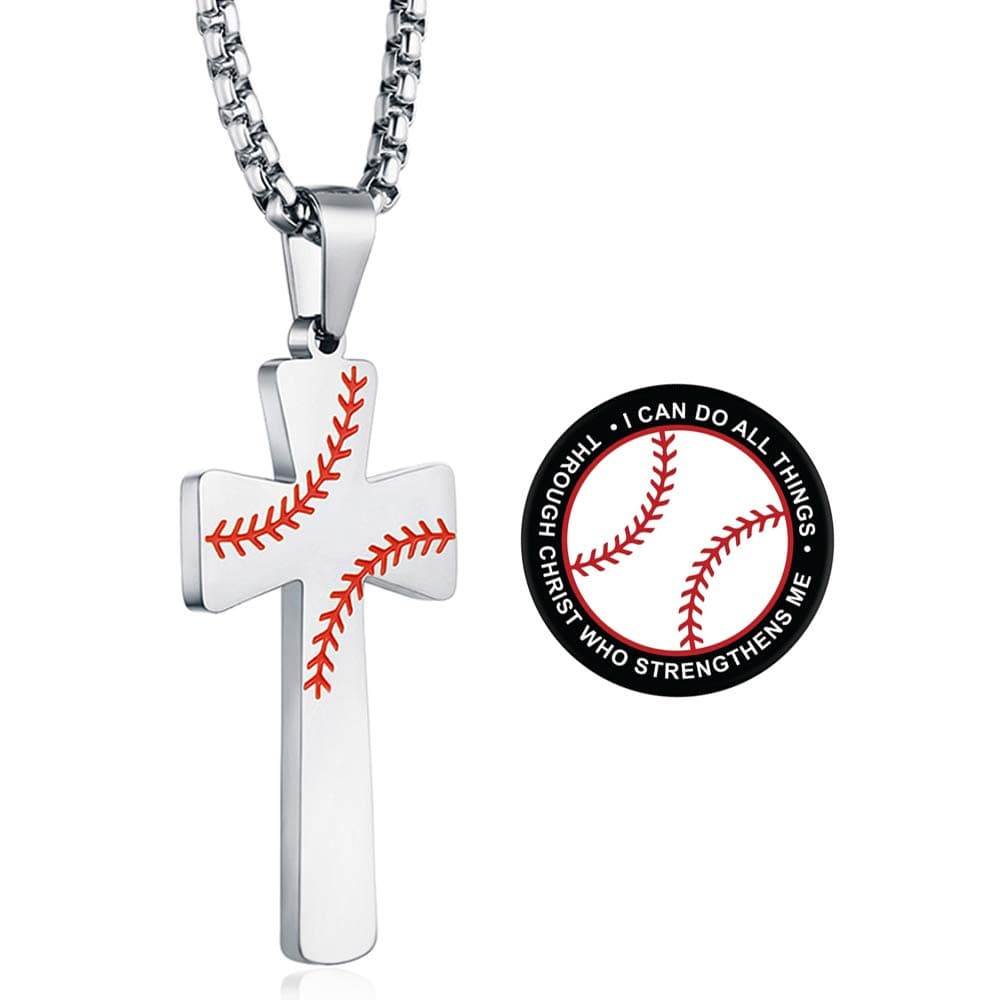XIEXIELA Stainless Steel Baseball Strength Necklace for Boys & Men