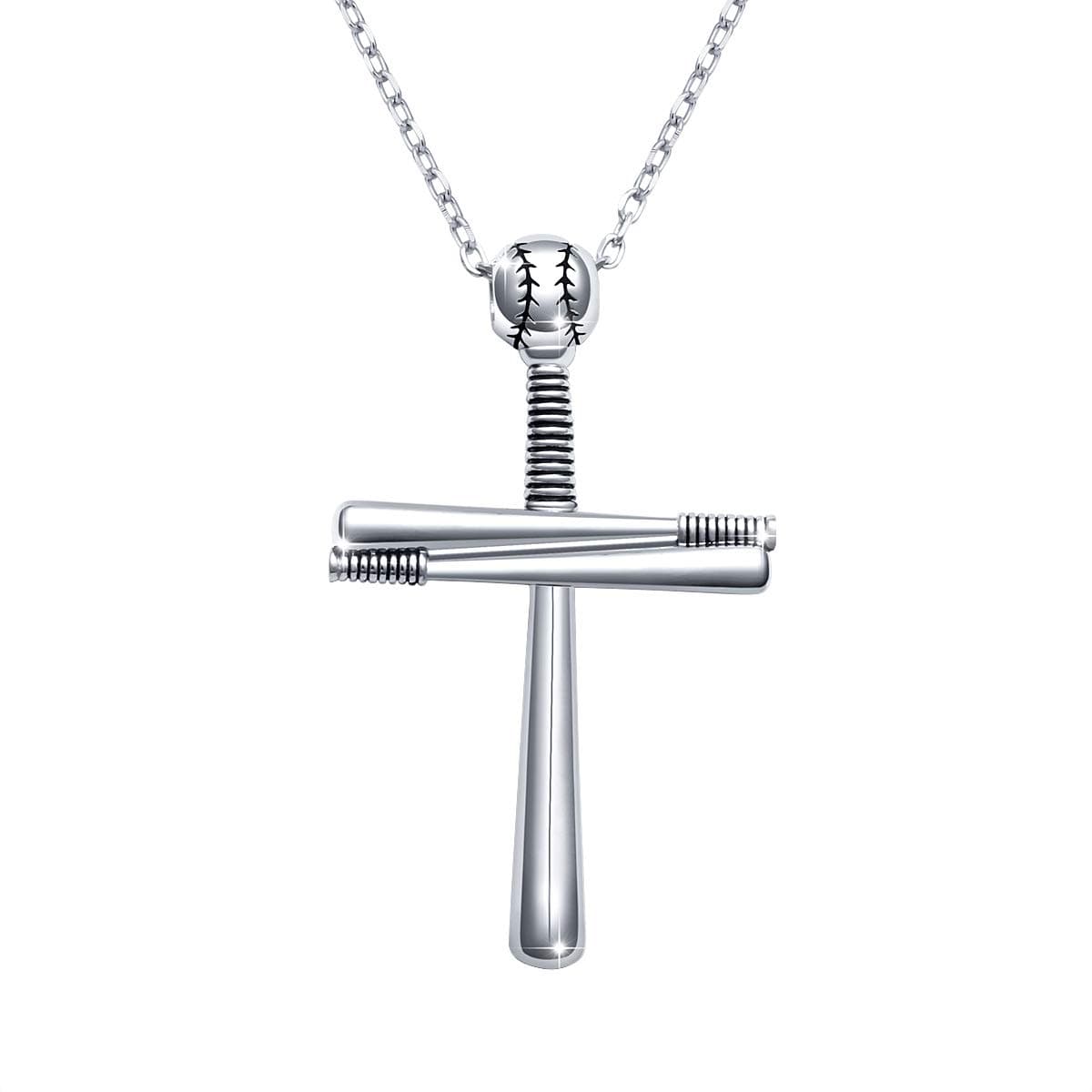 Men's Sterling Silver Cross Pendant Necklace - 24 Inch Chain