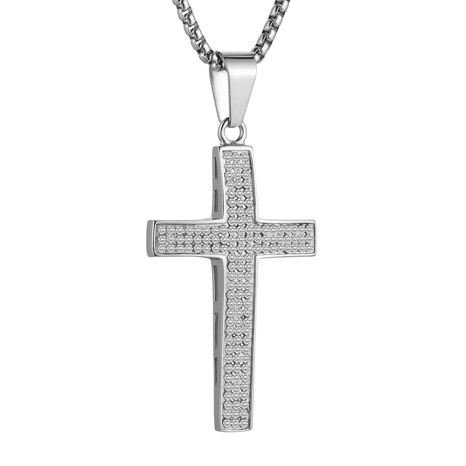 Iced Out Cross Pendant 18k Gold Plated Stainless Steel Hip-Hop Necklace for Men