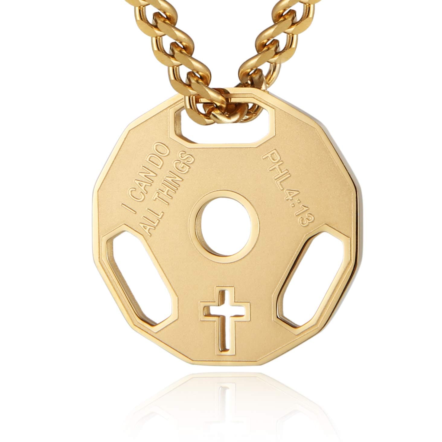 Stainless Steel Dumbbell Pendant Necklace for Men by HZMAN