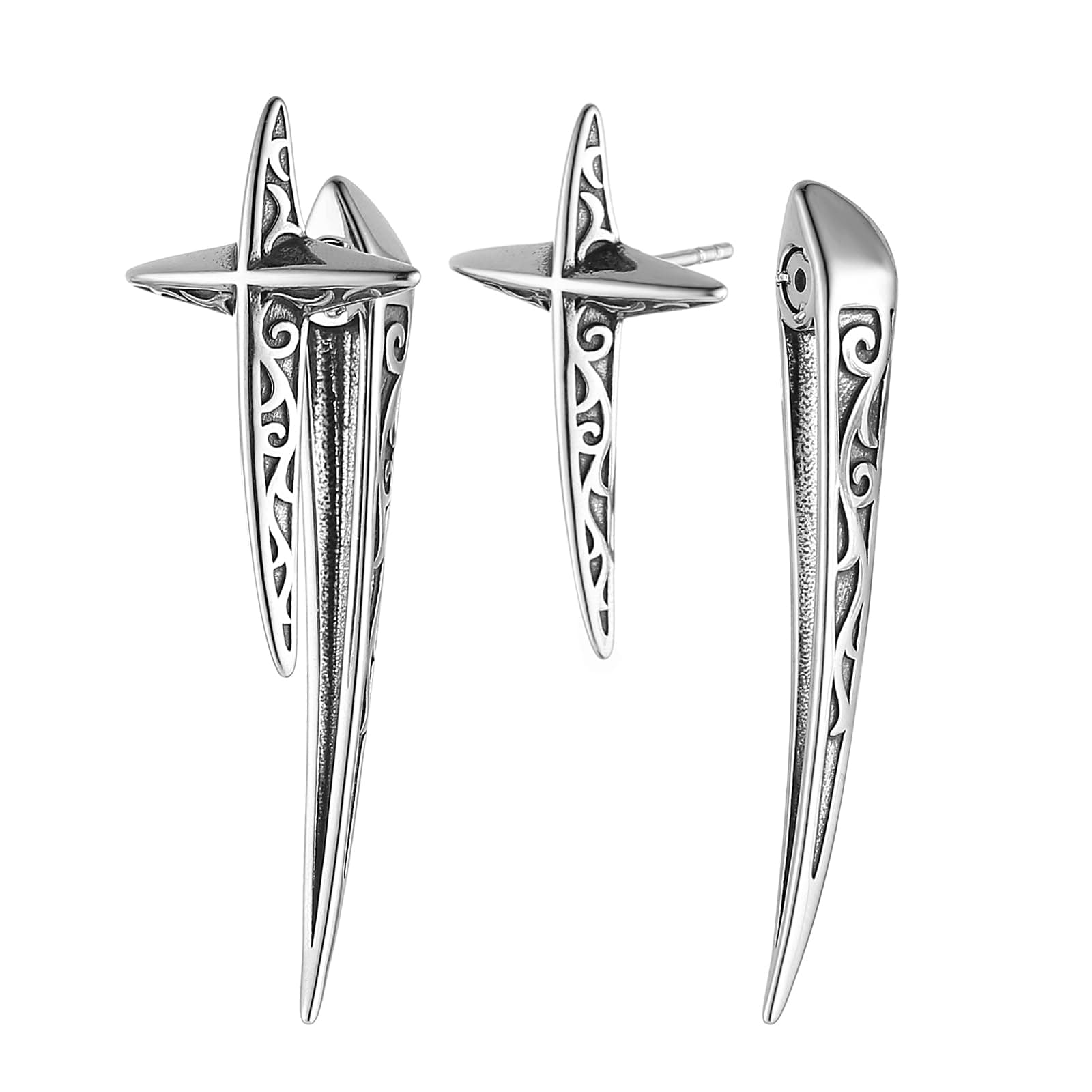 HZMAN Cross Star Earring in Stainless Steel for Men and Women