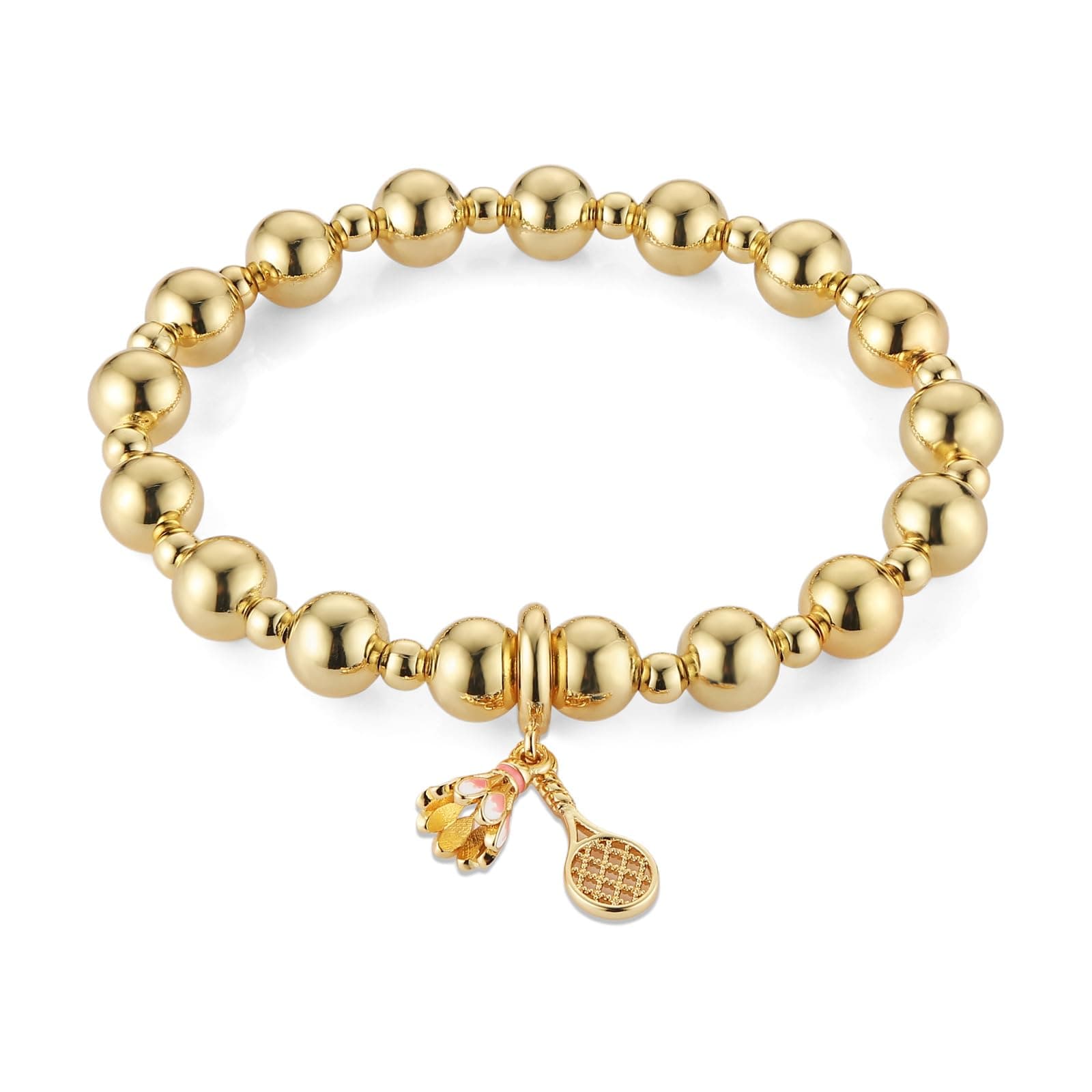 HZMAN Adjustable 14K Gold Plated Beaded Bracelet for Women Cute Gift Jewelry