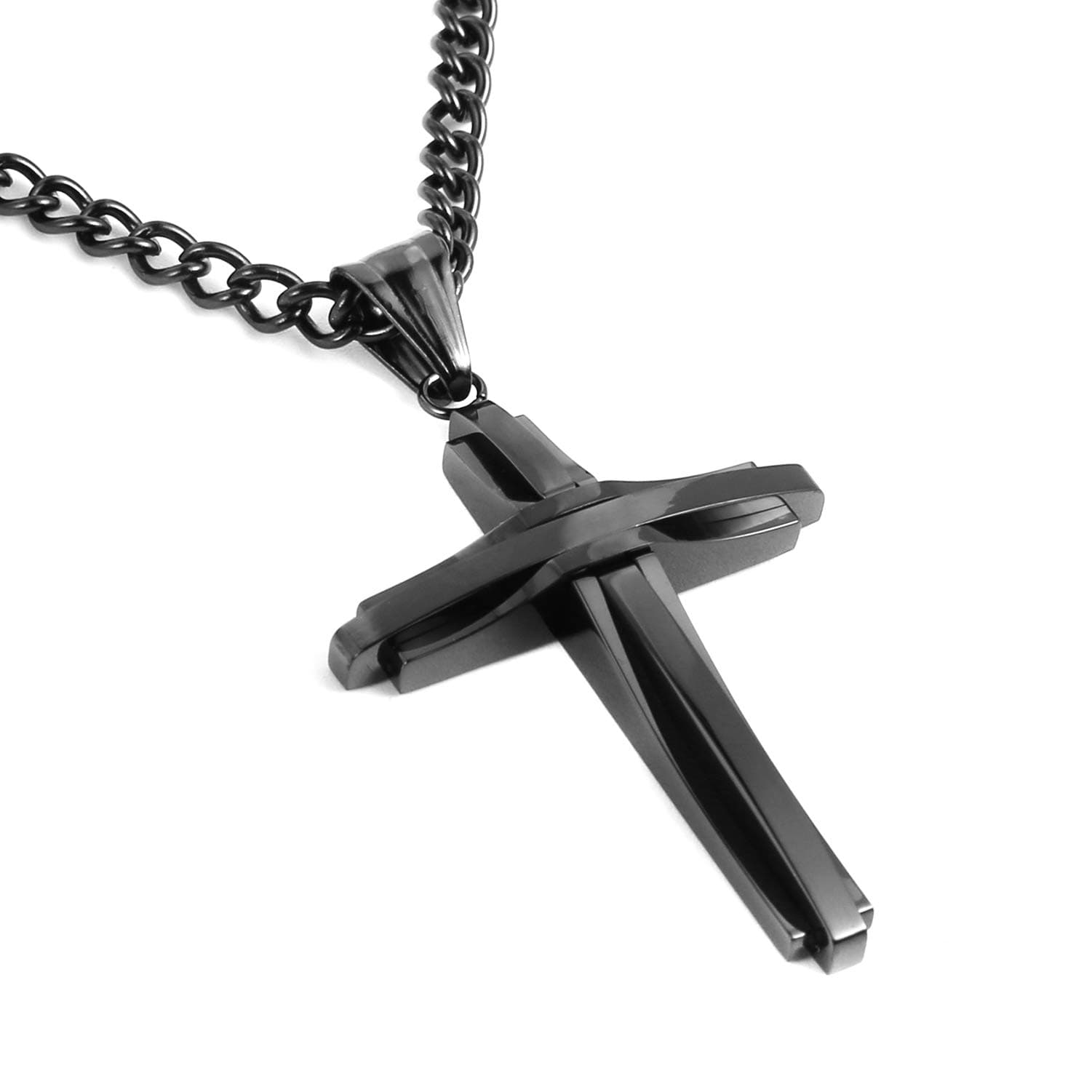 Stainless Steel Silver Cross Pendant Necklace with Chain