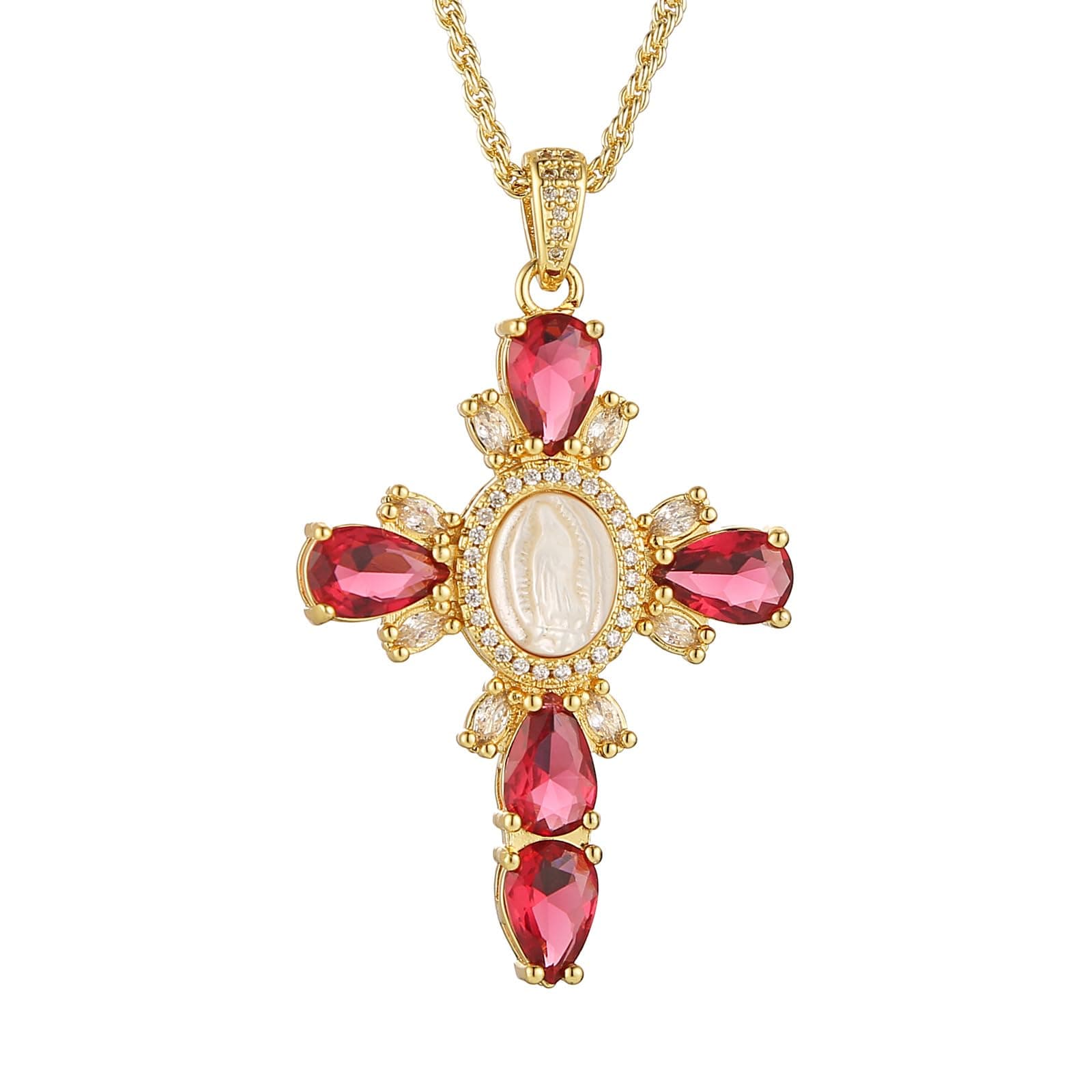 HZMAN Virgin Mary 18K Gold Plated Cubic Zirconia Dainty Necklace Gift for Women