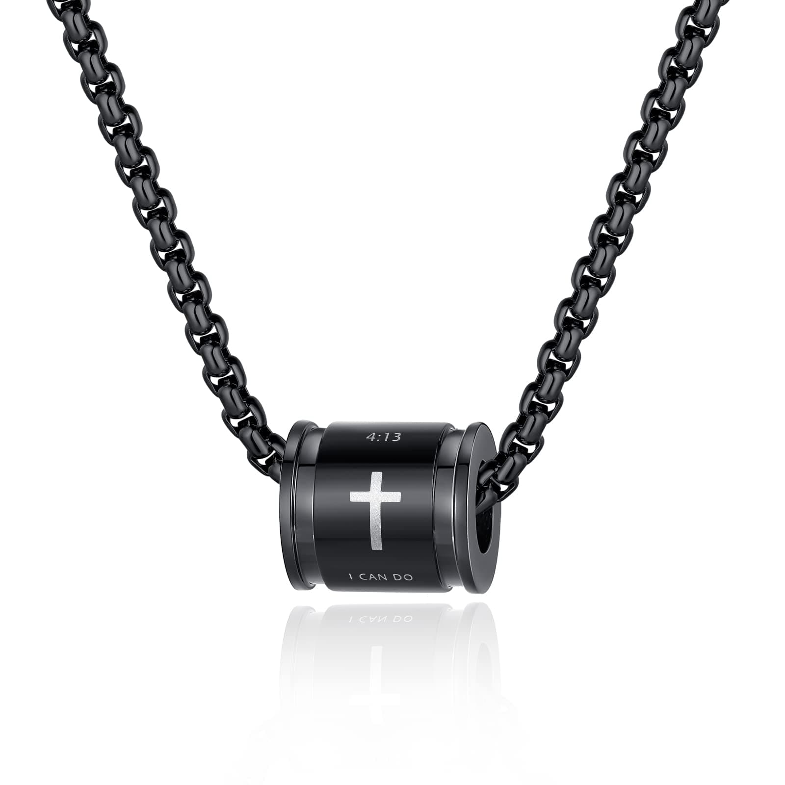 JAYUMO Men's Stainless Steel Cross Necklace with Lord's Prayer Pendant 20" Chain