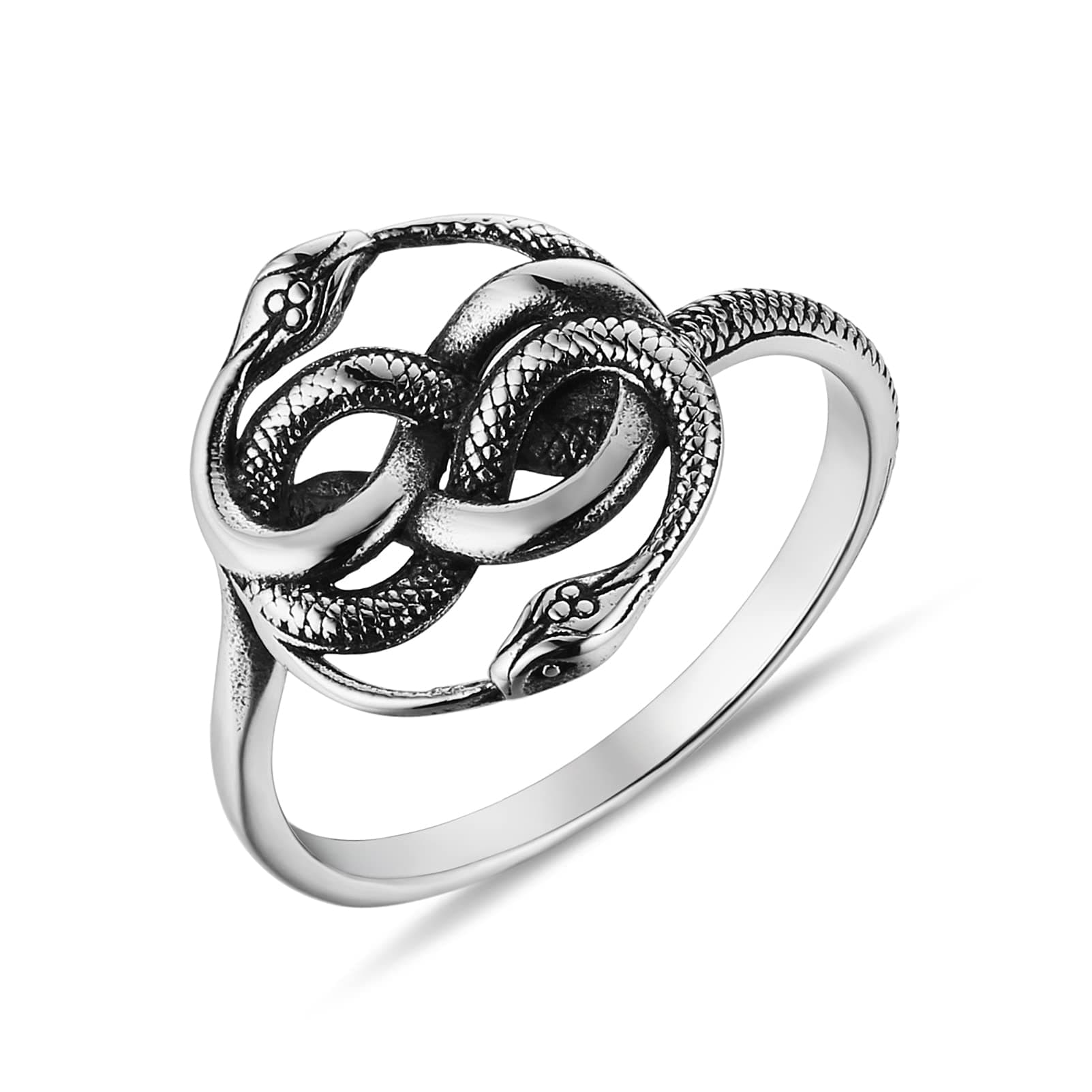 Stainless Steel Viking Jormungandr Snake Ring for Men Women Vintage Gothic Animal Ring Gift