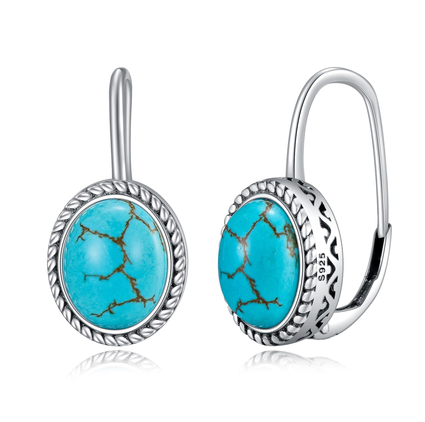 Lvoryance Genuine 10-11mm Green Turquoise Leverback Earrings