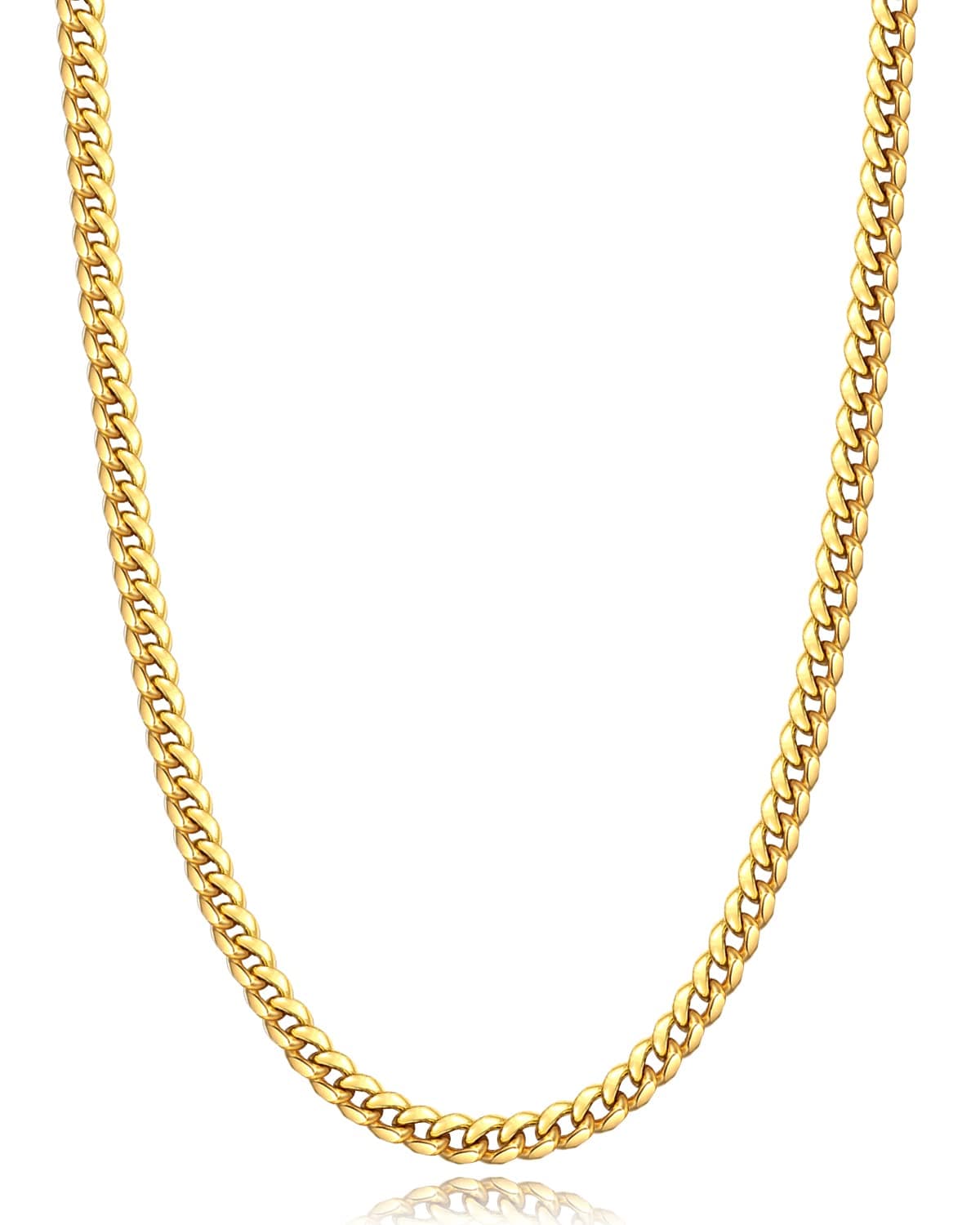 18K Gold Plated Diamond Cut Miami Cuban Link Chain for Men and Women