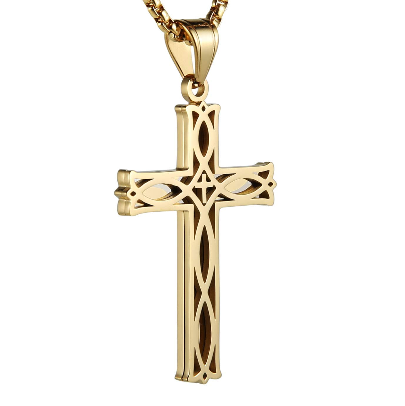 Stainless Steel Infinity Celtic Cross Irish Knot Pendant Necklace