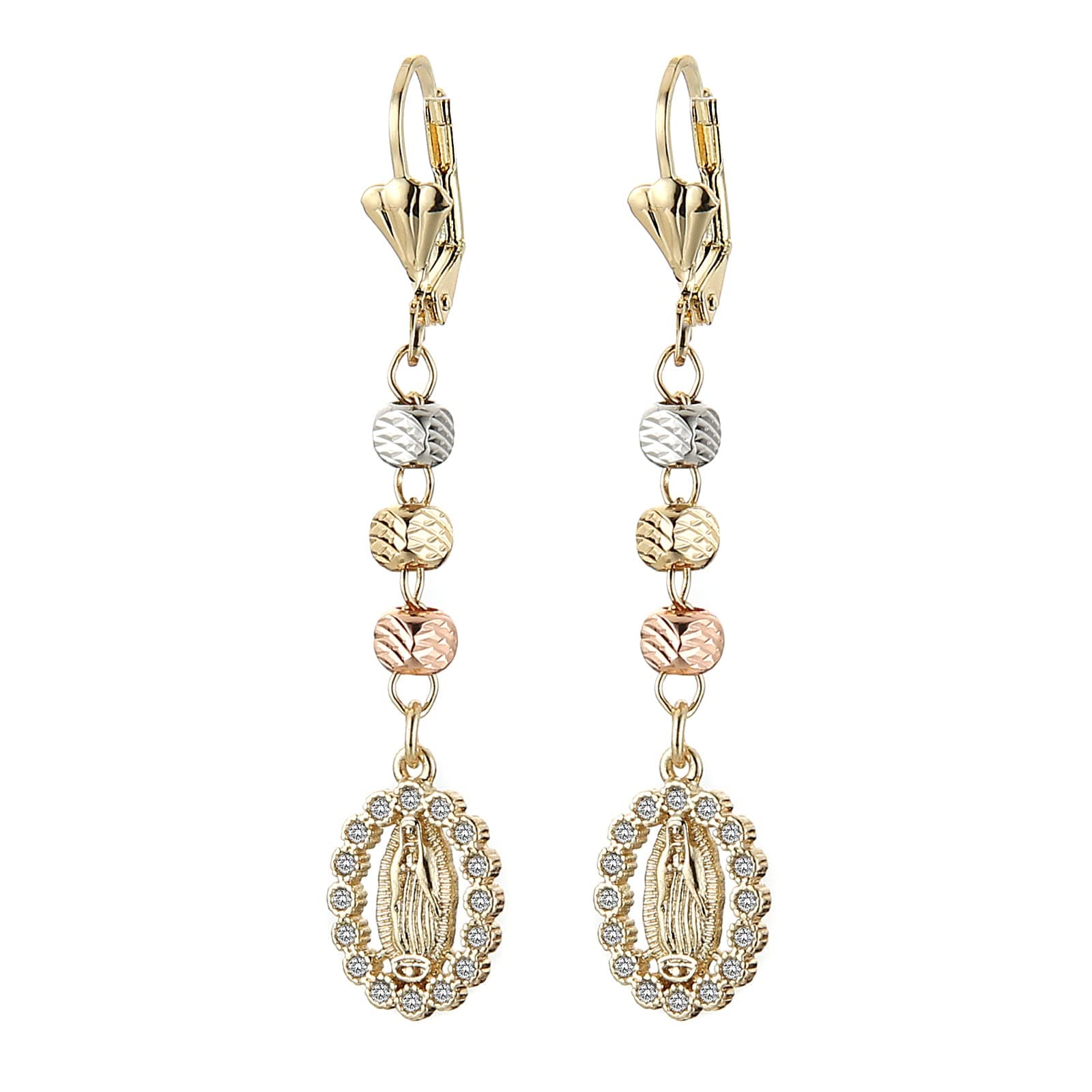 14K Gold Plated Virgin Mary Dangle Earrings for Women Girls