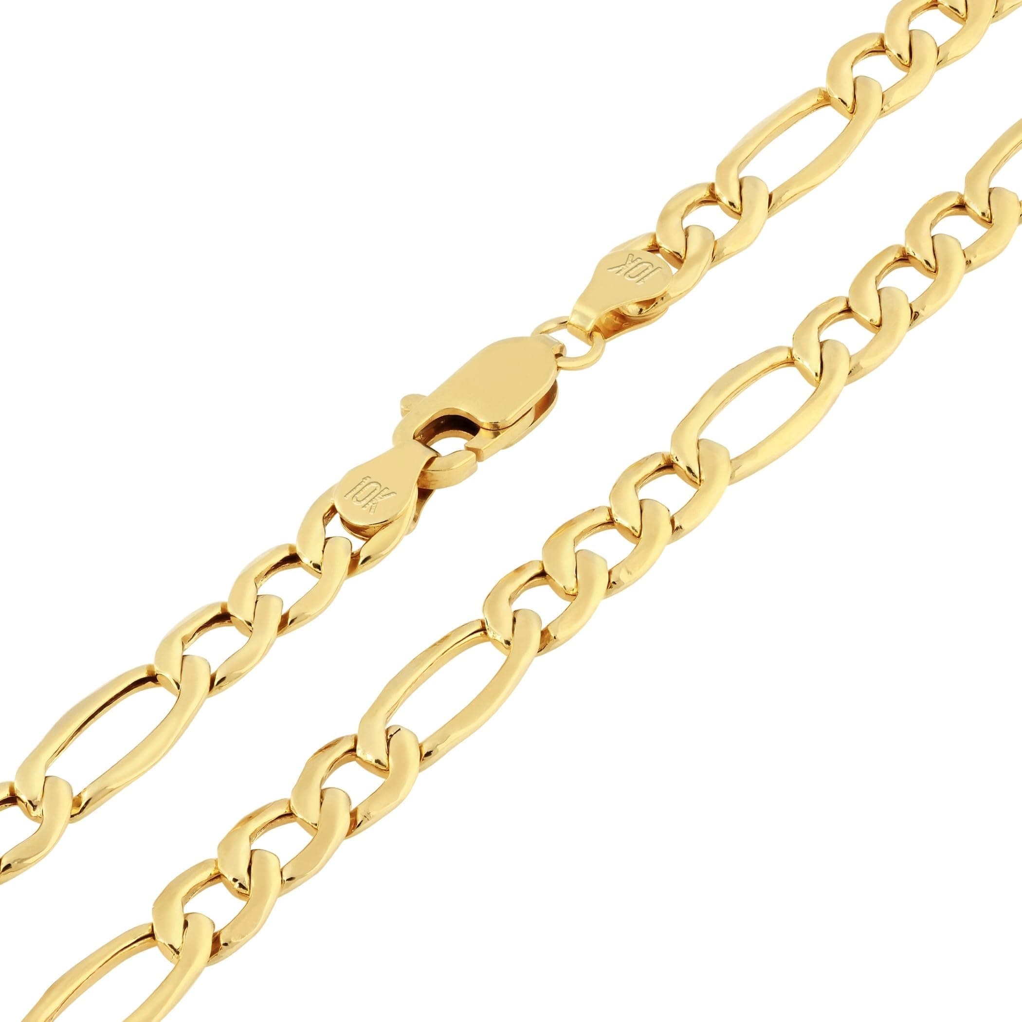 Nuragold Real Yellow Gold Figaro Chain Necklace (16"-30")