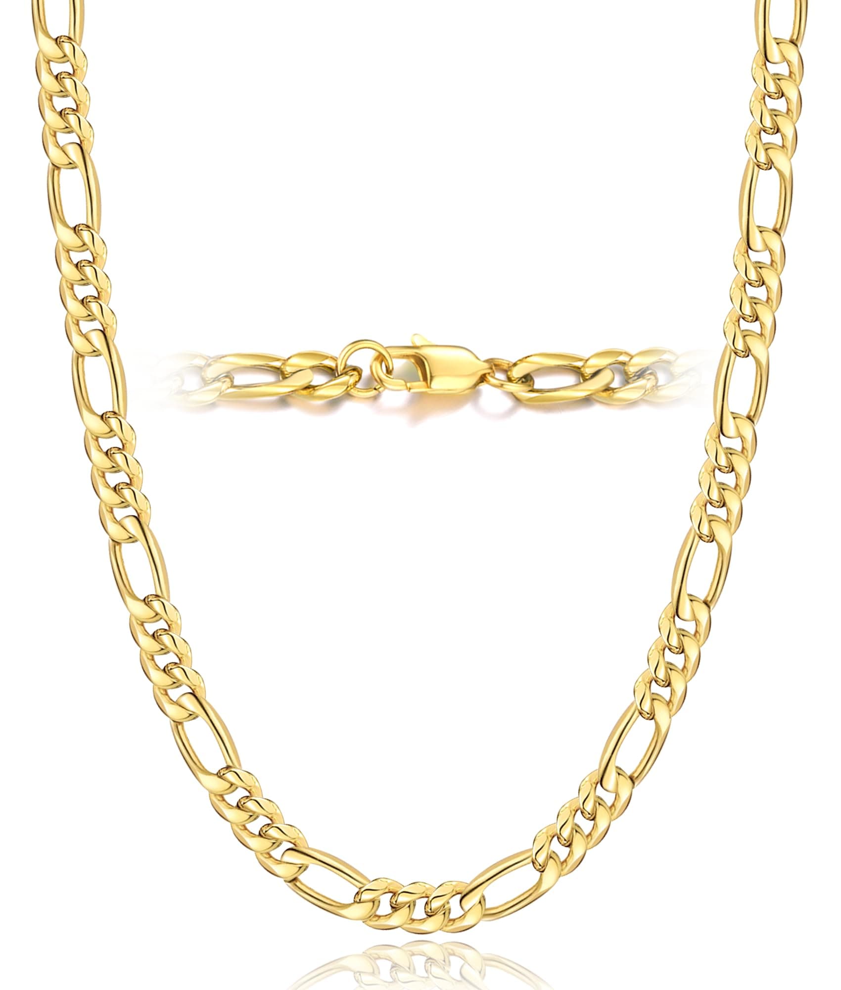 Men's 14K Gold Plated Figaro Chain Necklace