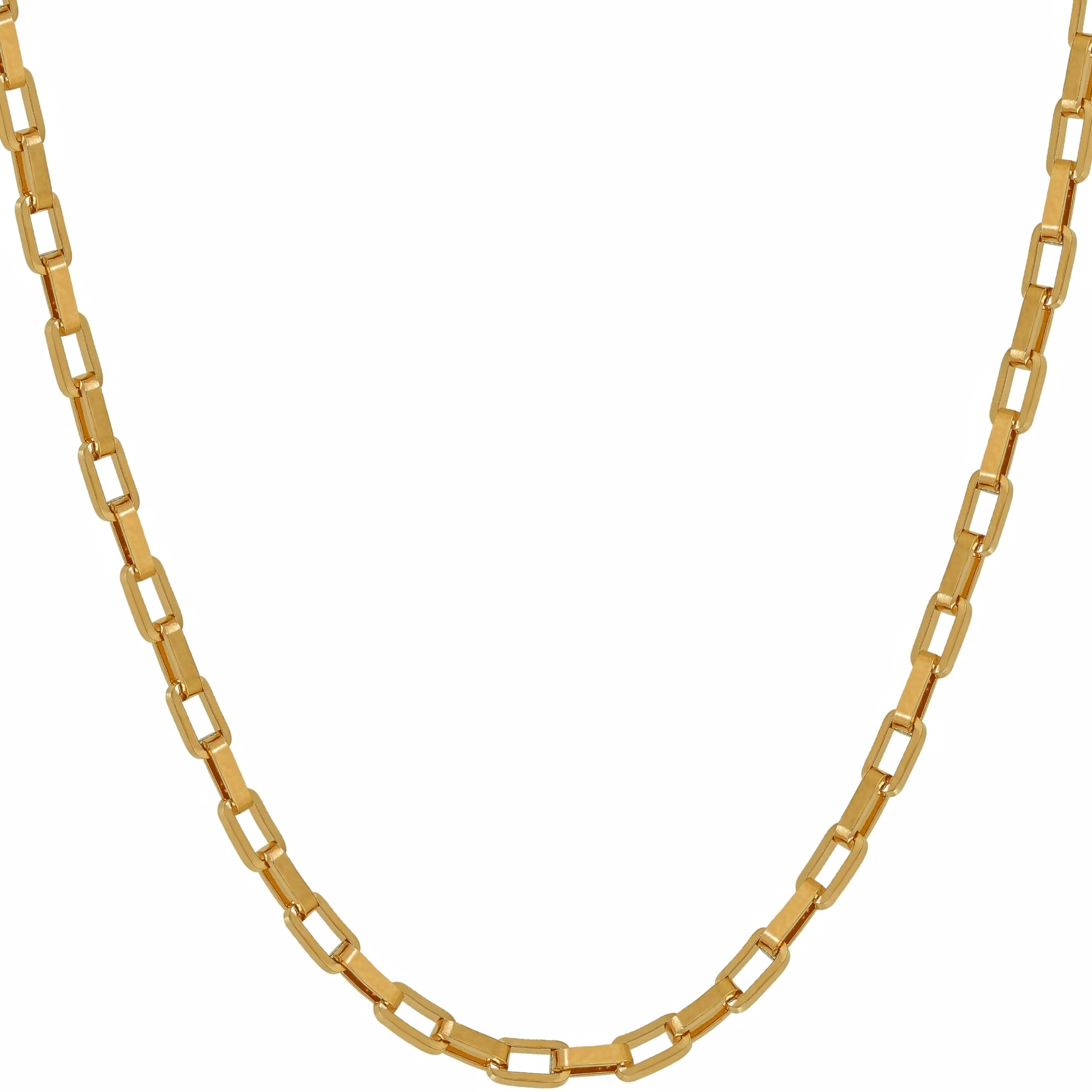 24k Gold Plated Paperclip Chain Necklace for Men and Women