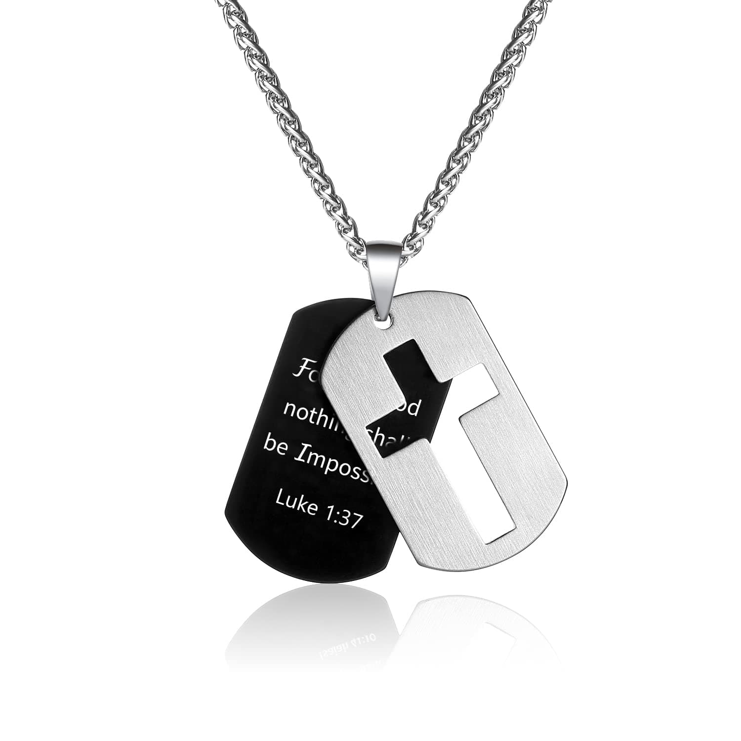 Stainless Steel Cross Necklace for Men and Boys with Lord's Prayer Pendant