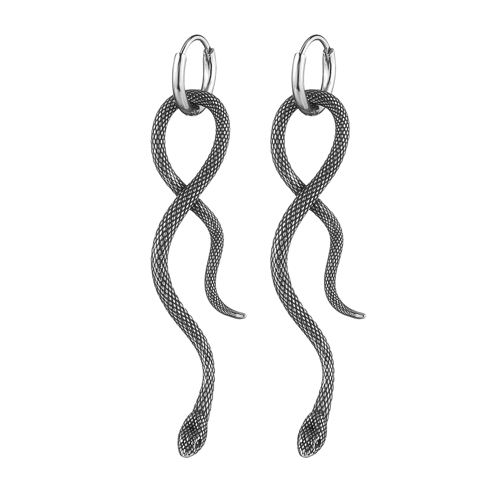 HZMAN Stainless Steel Gothic Punk Snake Hoop Earrings for Men and Women Party Jewelry
