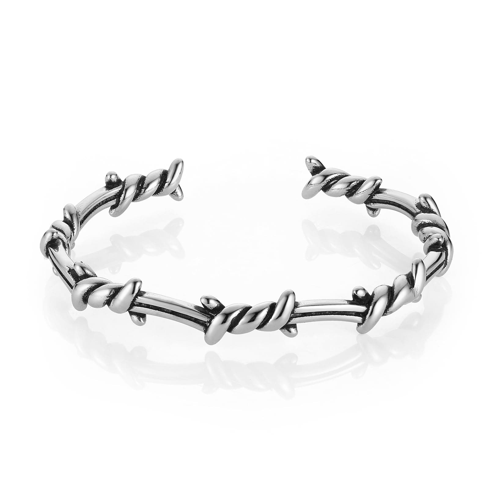 HZMAN Barbed Wire Bracelet Men Gothic Punk Stainless Steel Cuff Jewelry Gift