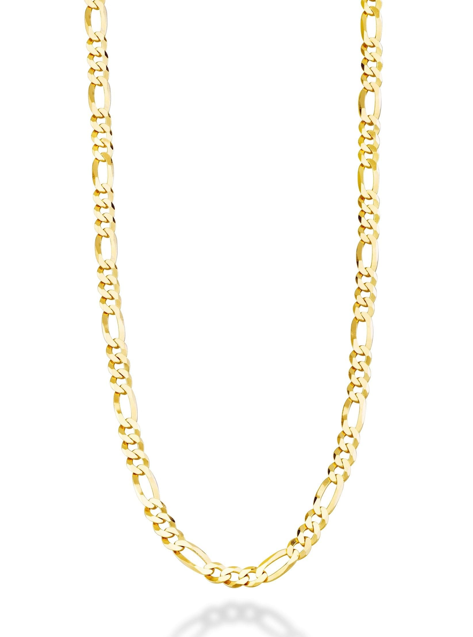18K Gold Over Sterling Silver Diamond-Cut Figaro Link Chain Necklace for Women and Men, Made in Italy