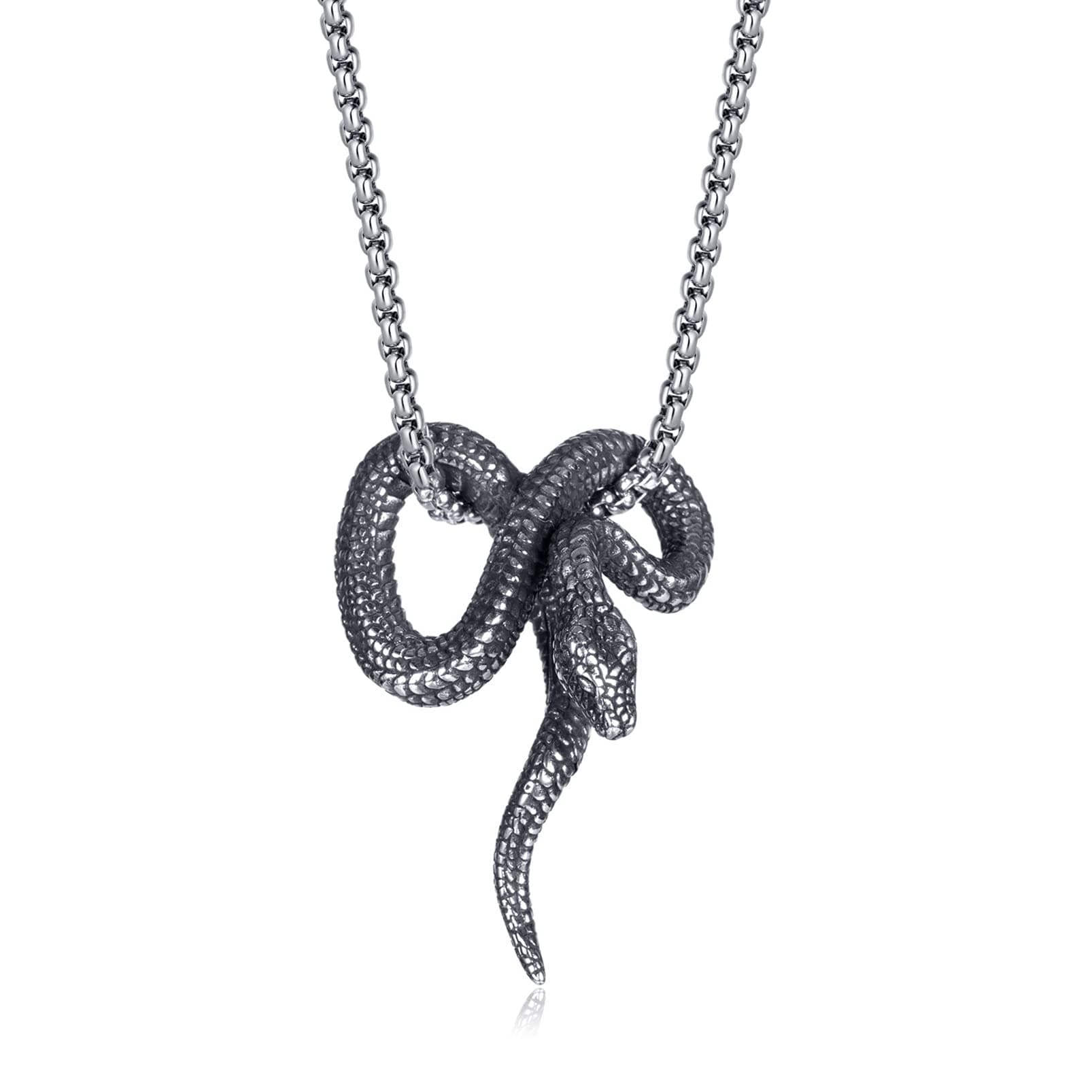 Stainless Steel Snake Pendant Necklace by PEAS Punk Jewelry