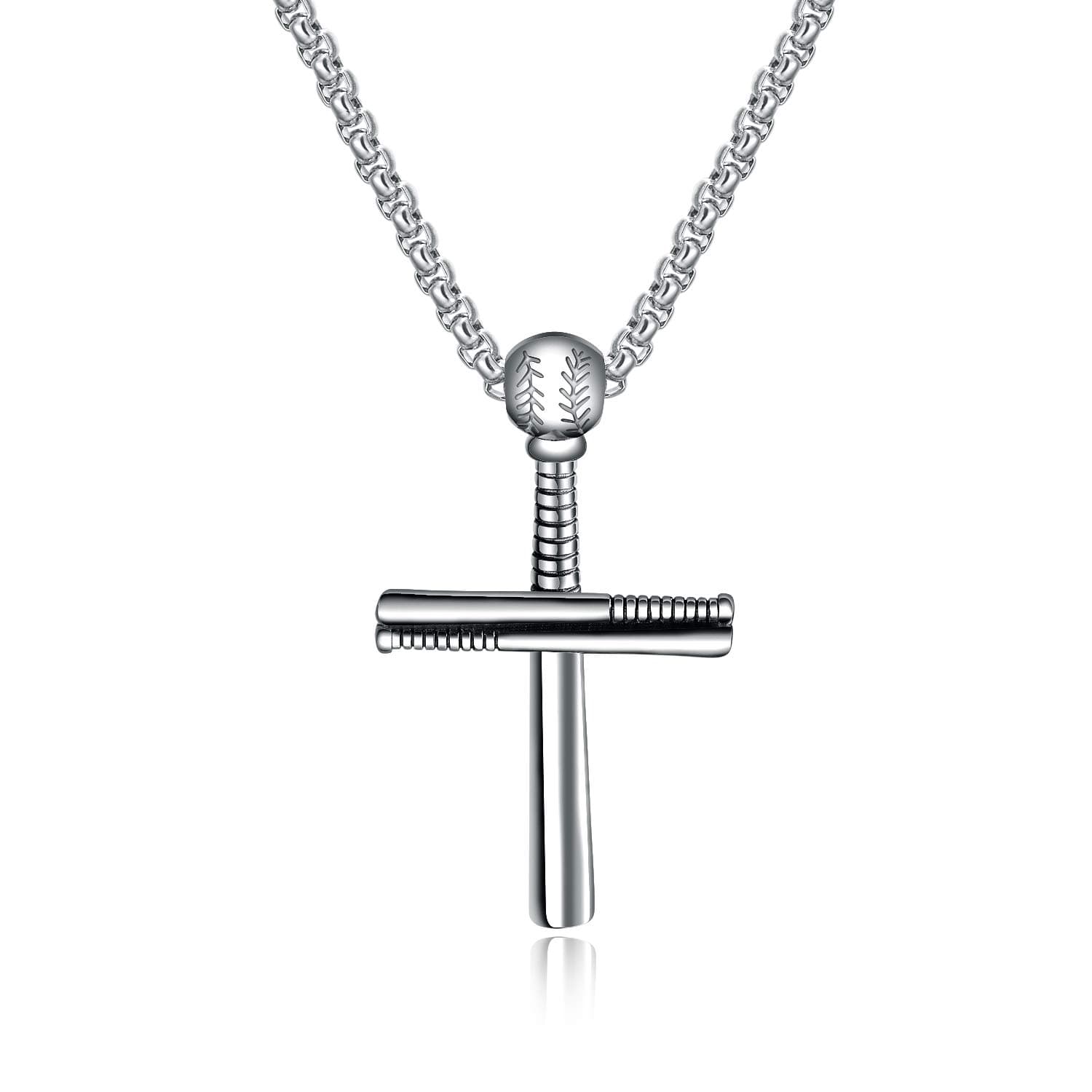 TEMICO Stainless Steel Baseball Cross Pendant Necklace for Men Sports Enthusiasts