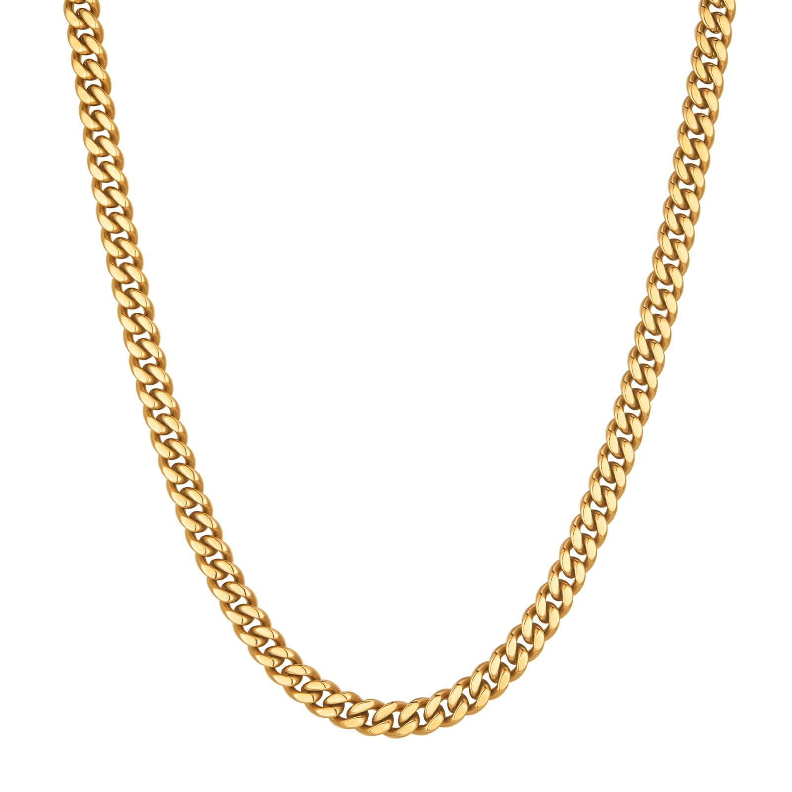 VEXXS Men's Real Gold Plated Cuban Link Chain Necklace, Durable 4mm-6mm