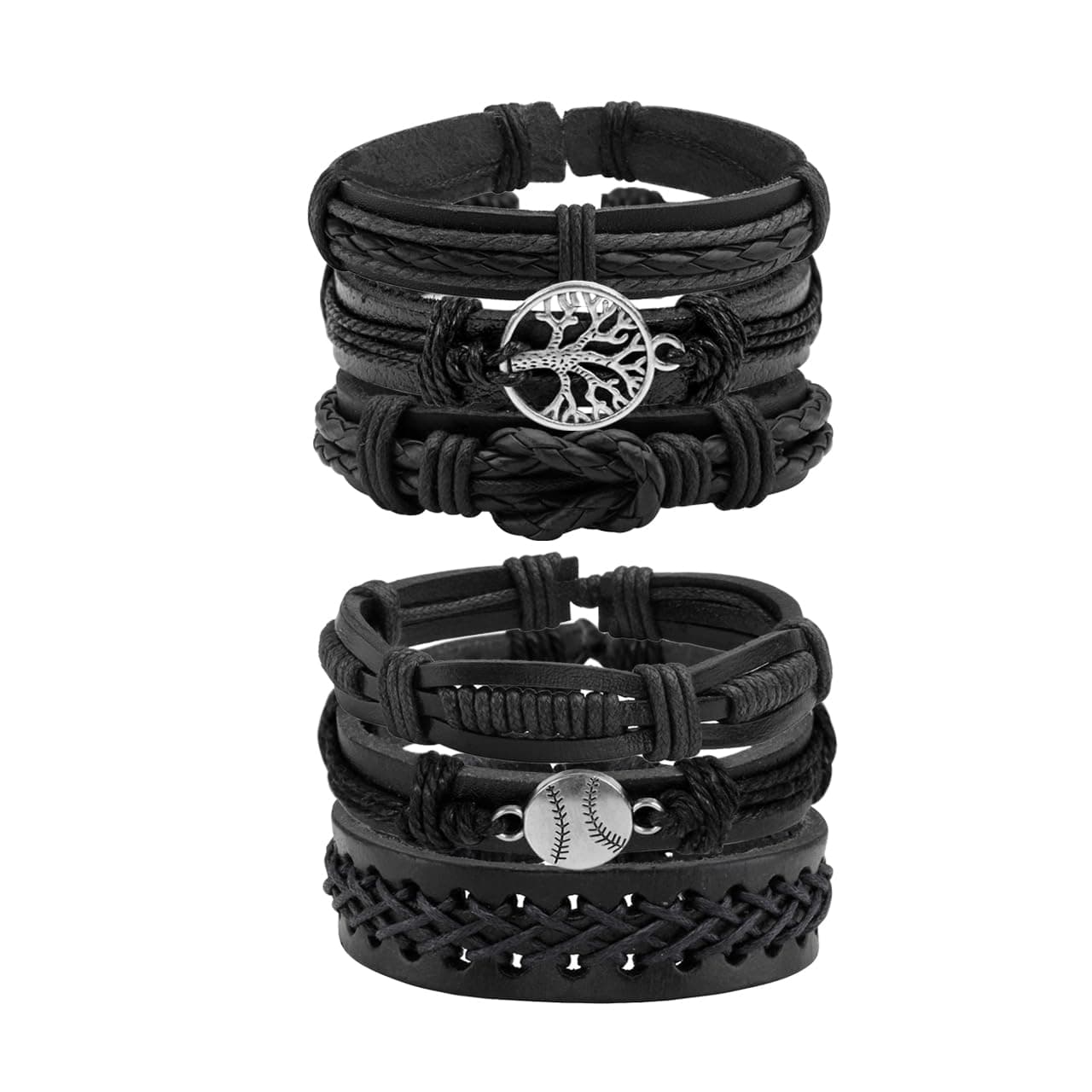 Manfnee Braided Leather Adjustable Bracelet for Men and Women