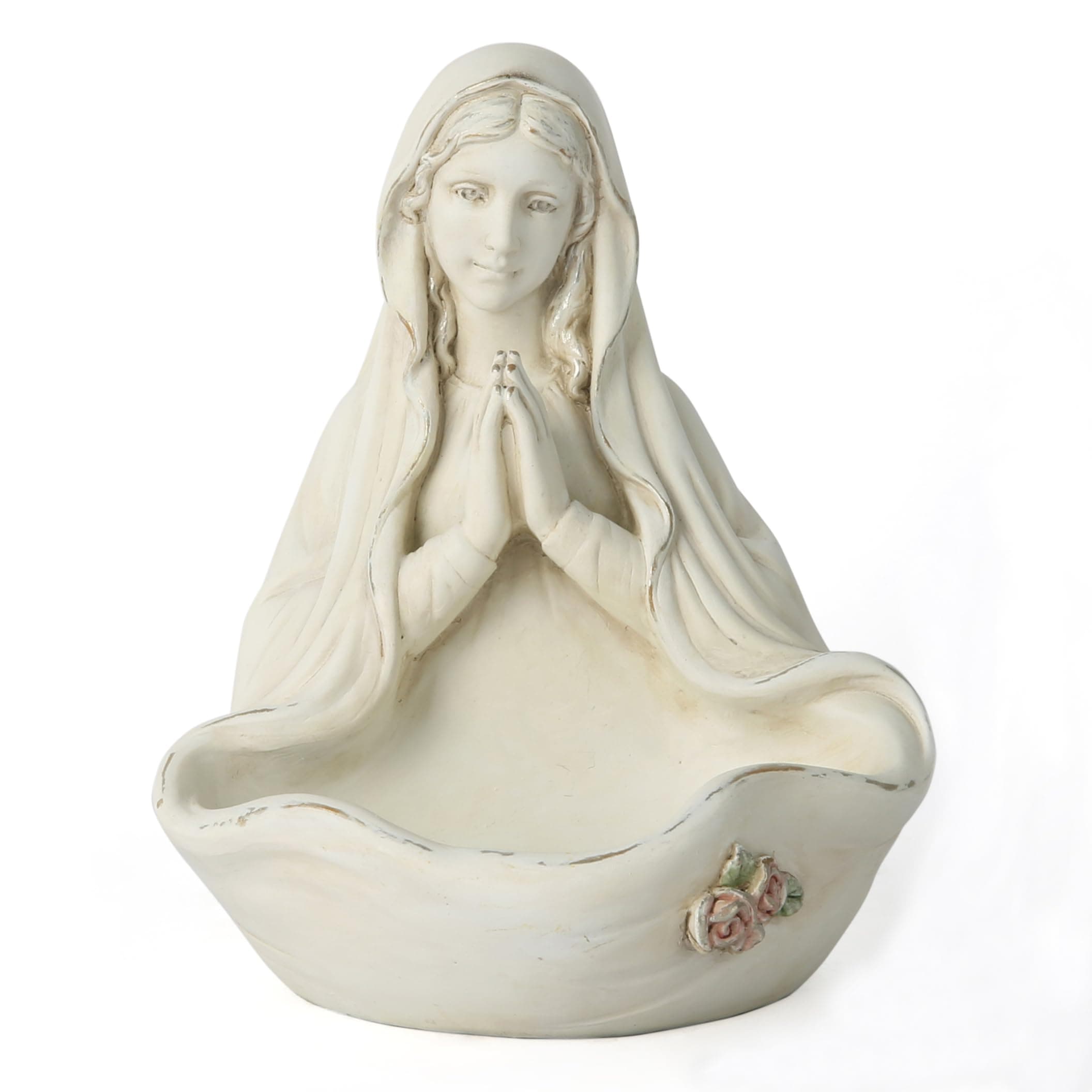 BC BUILDCLASSIC Blessed Virgin Mary Statue, Handmade Renaissance Sculpture, Catholic Home Decor & Rosary Holder