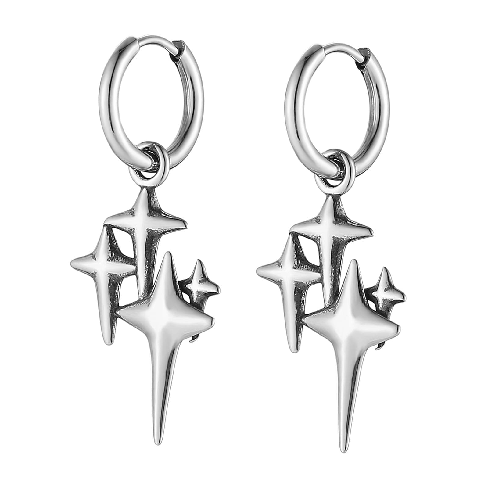 HZMAN Stainless Steel Retro Hinged Huggie Hoop Earrings for Men & Women Jewelry Gift