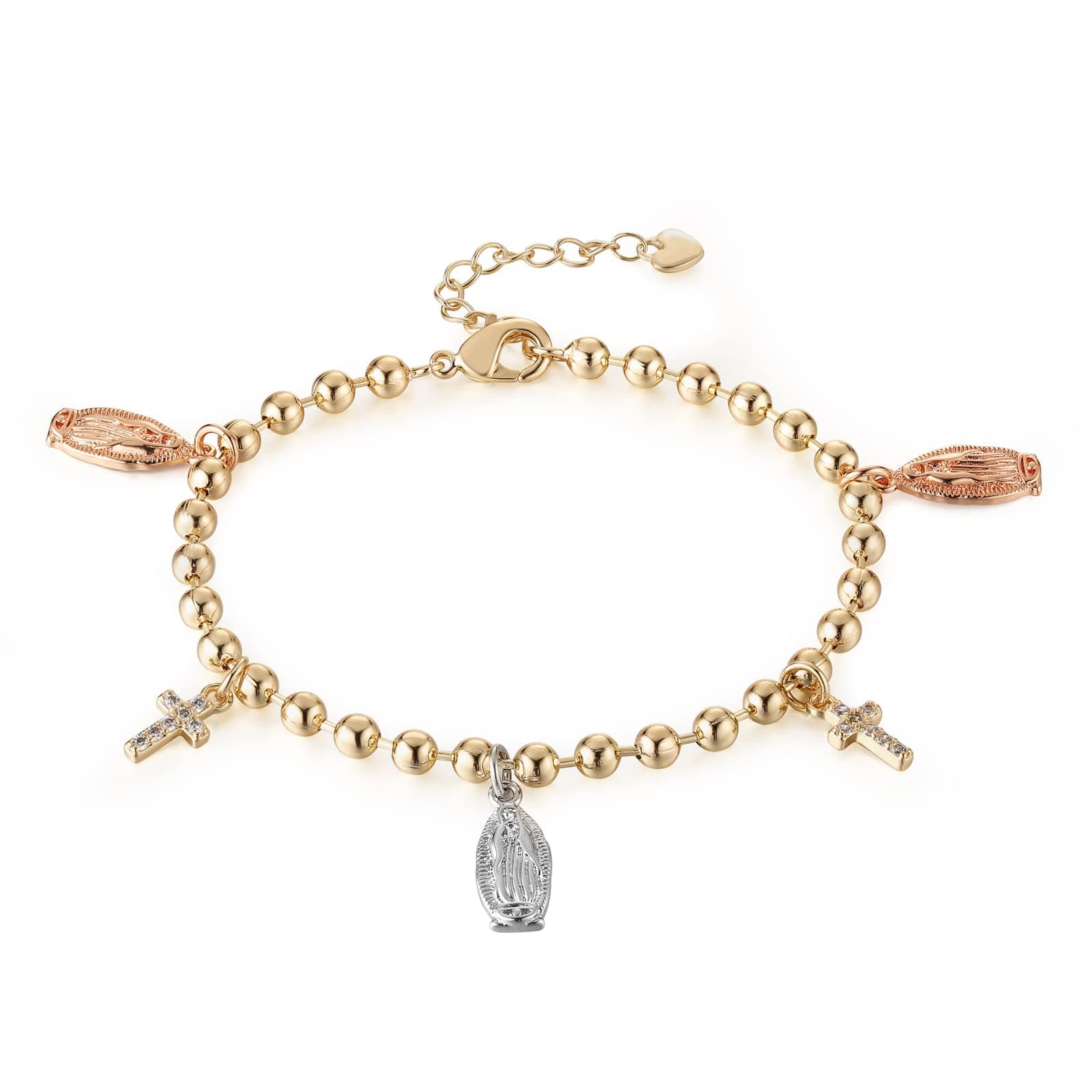 Virgin Mary Rosary Bead Cross Bracelet for Women and Girls