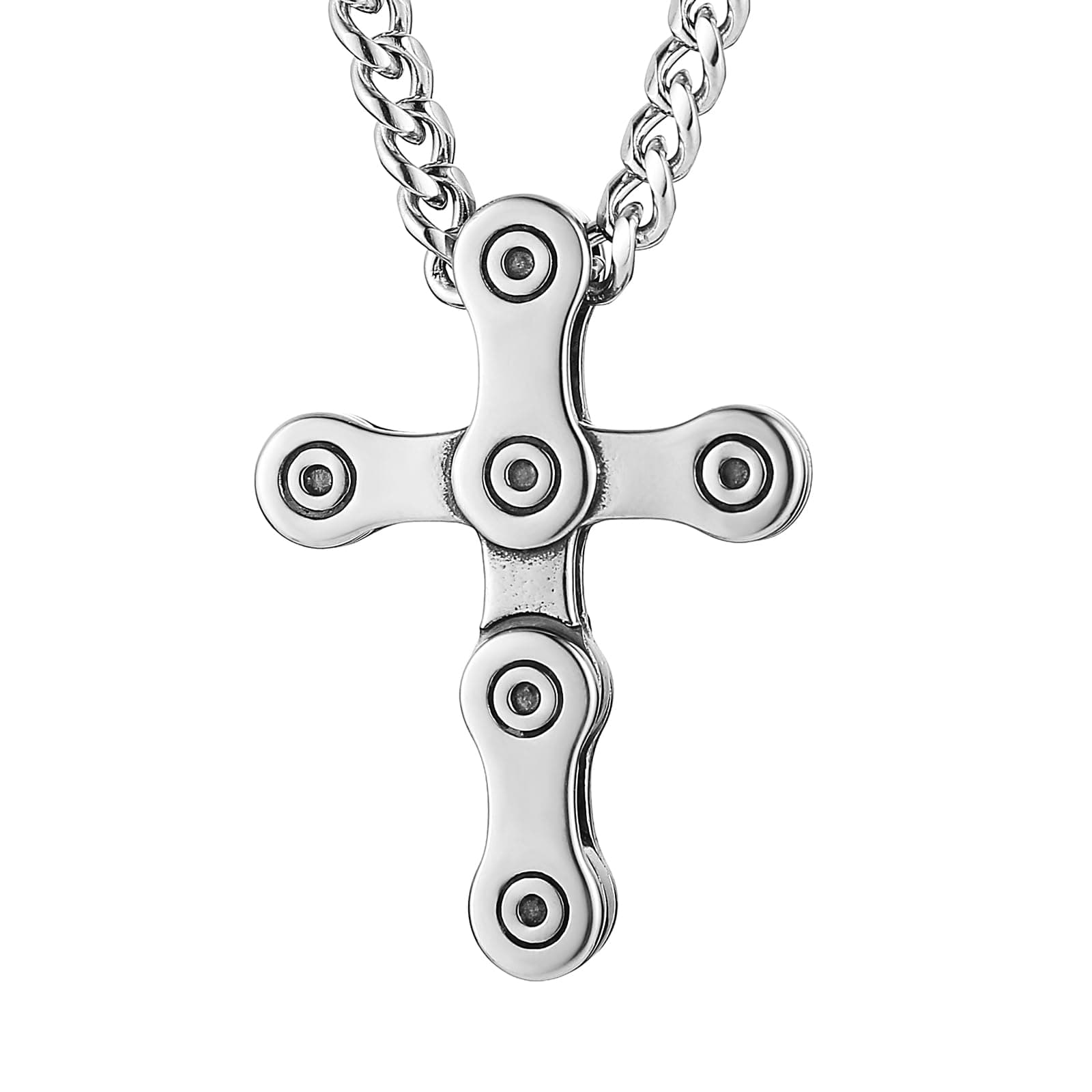 HZMAN Rotatable Silver Cross Necklace for Men Jewelry Gift