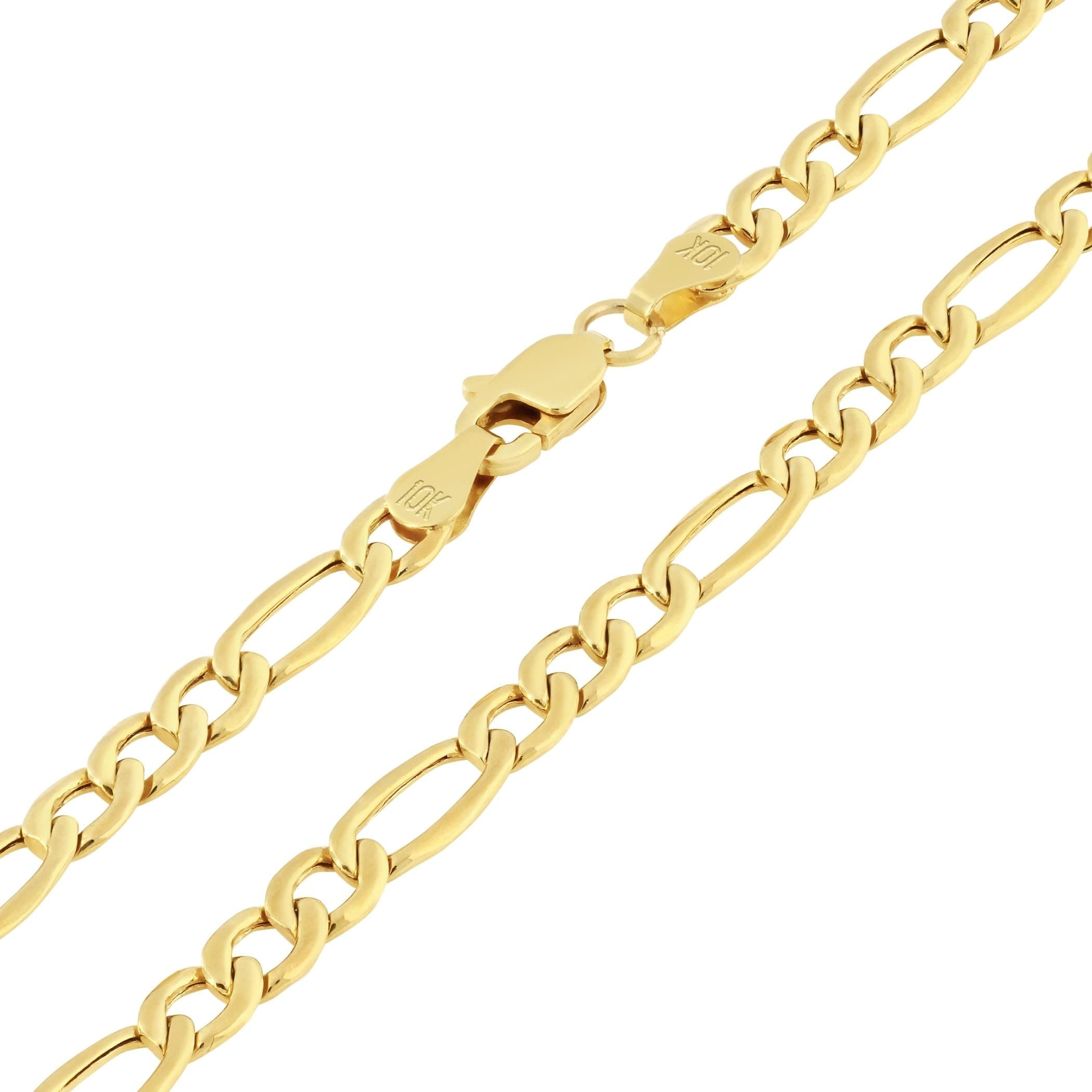 Nuragold Real 10k Yellow Gold Figaro Chain Necklace (16"-30") Italian Jewelry