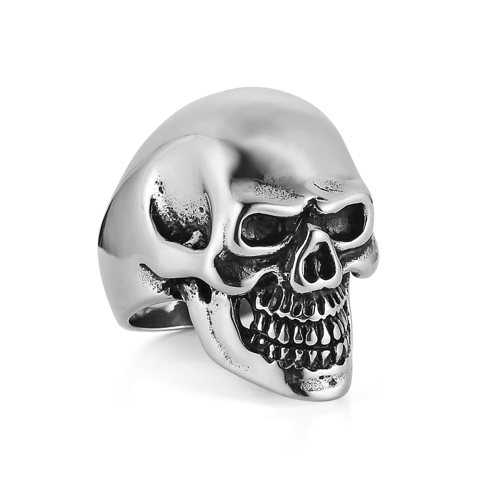HZMAN Highly Polished Stainless Steel Retro Gothic Skull Ring for Men Party & Halloween
