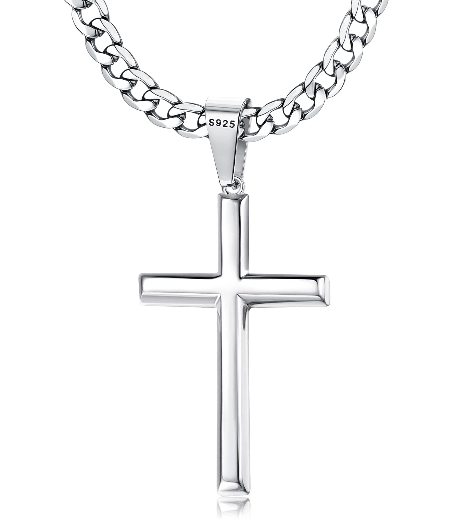 Besteel 925 Sterling Silver Cross Necklace for Men & Women