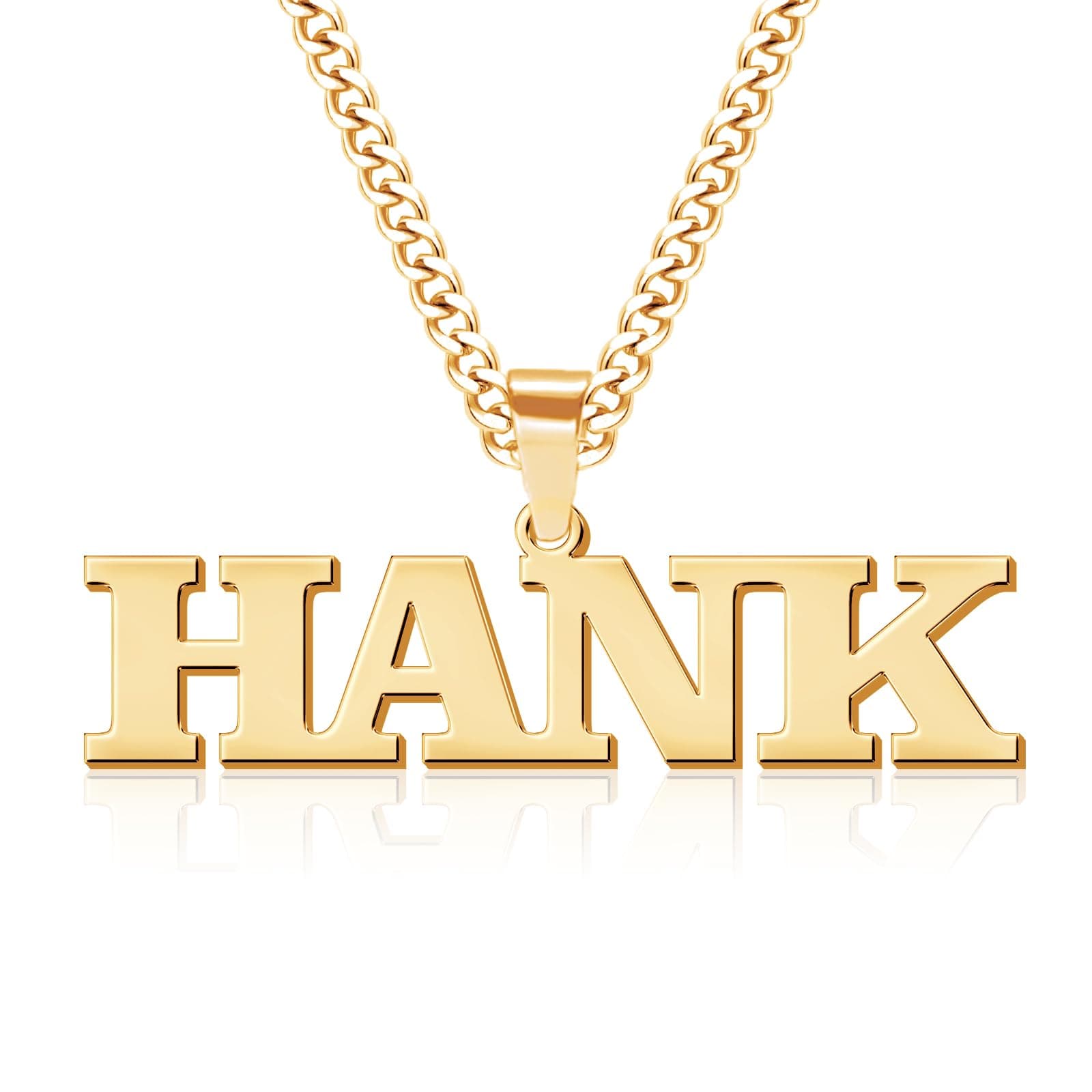 Jecivila Personalized 18K Gold Plated Mens Name Necklace, Custom Initial Number, Rope Figaro Chain Gifts for Dad & Boyfr