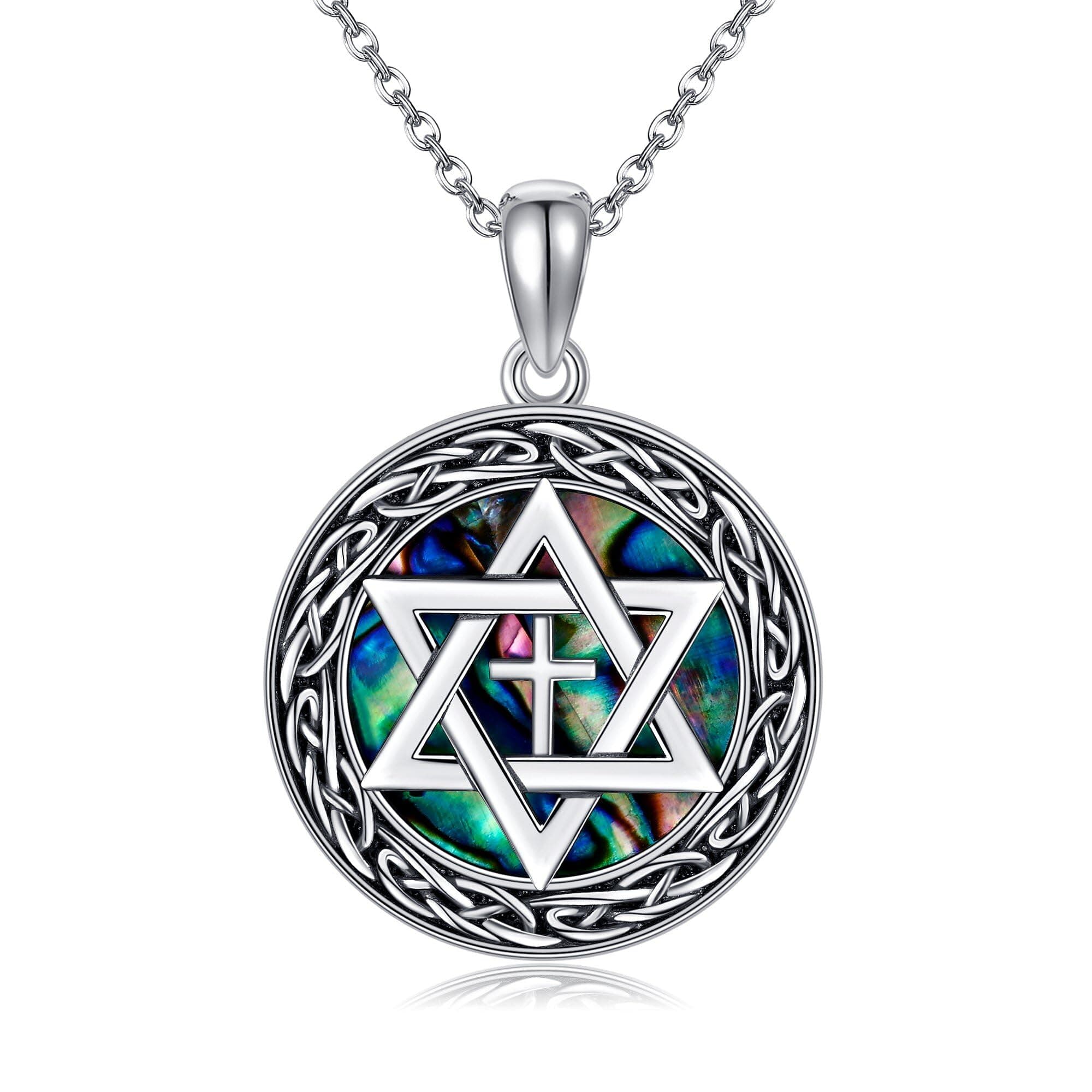 YFN Sterling Silver Celtic Cross & Star of David Pendant Jewelry for Women