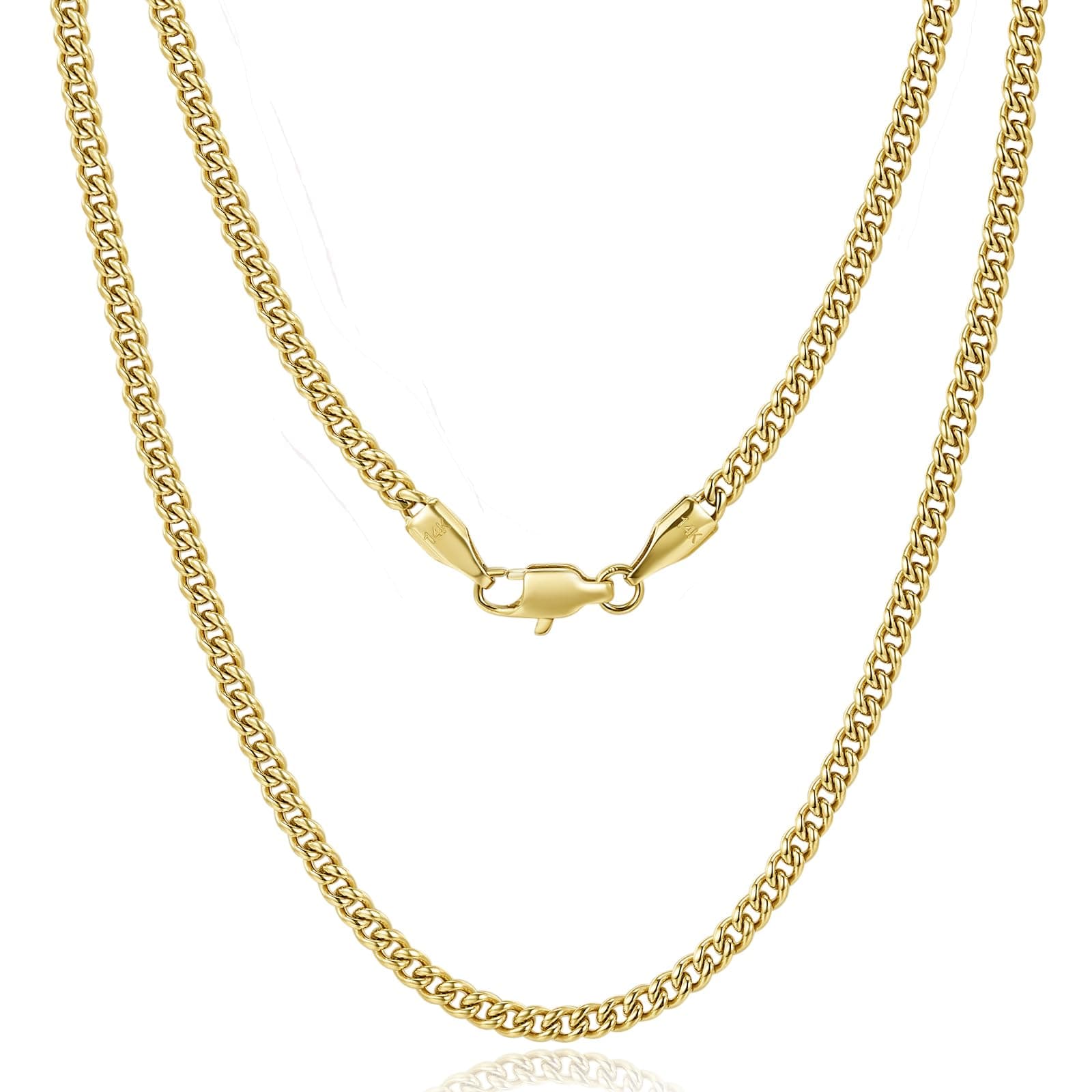 CG&KYGG 14K Gold Plated 3mm Cuban Chain Necklace for All, Stylish Gift