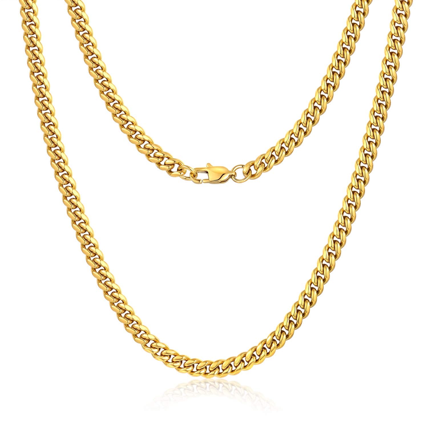 Jewlpire 18K Gold Plated Gold & Silver Chain 4mm-10mm Cuban Link 18-30 Inch